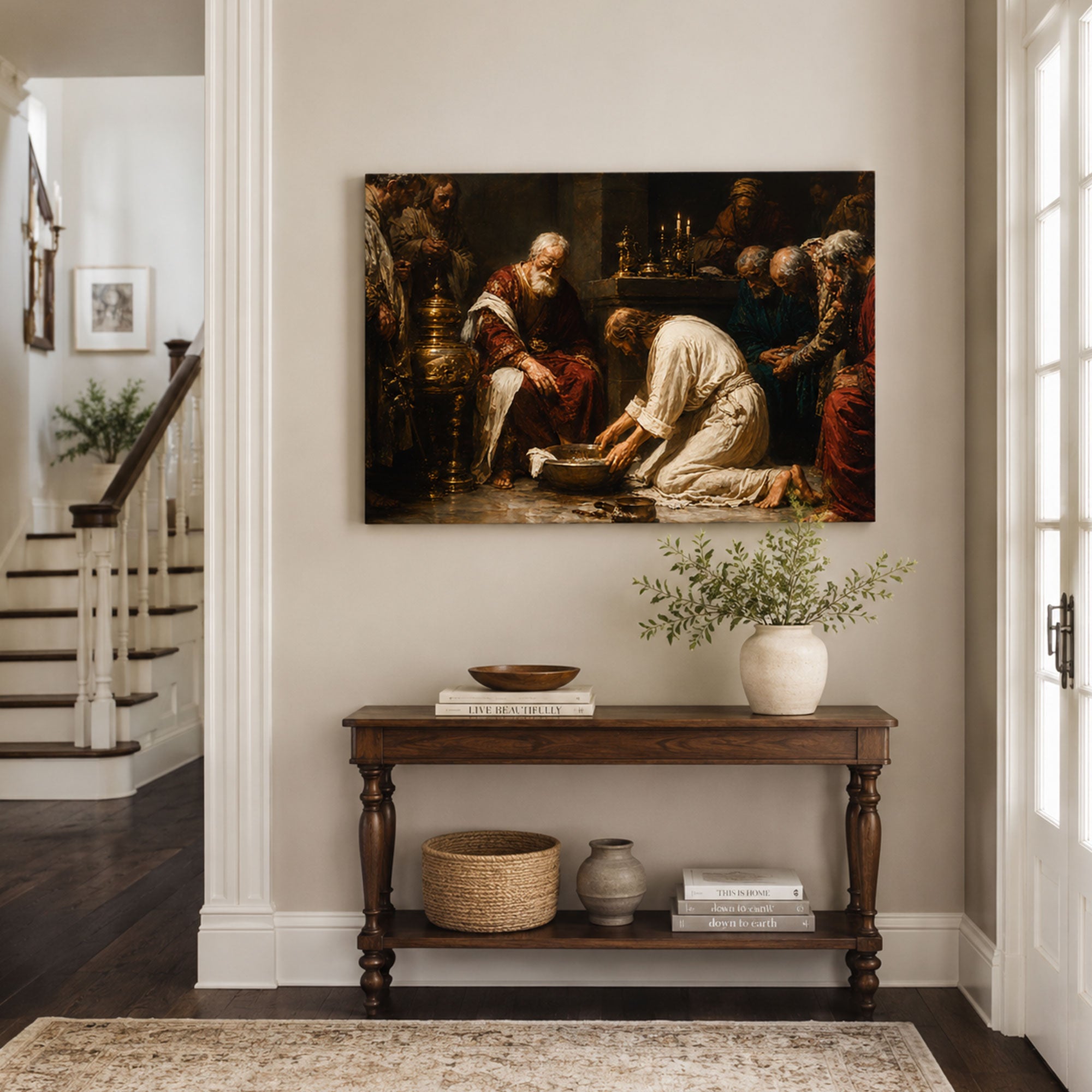 Washing of the Disciples’ Feet Canvas Print, Catholic Sacred Art