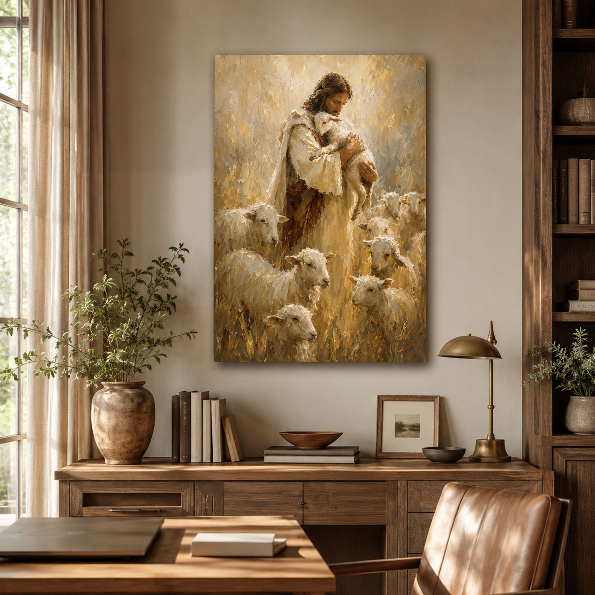 Good Shepherd Jesus Canvas Print, Christian Wall Art for Home Decor