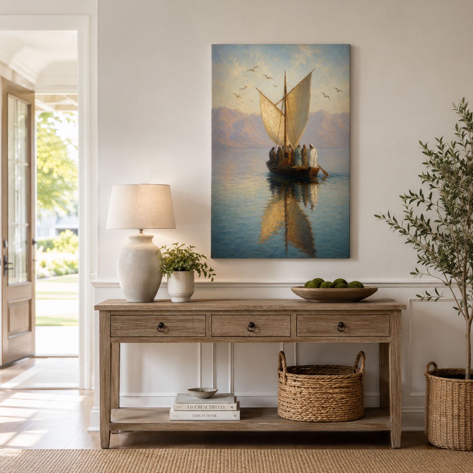 Jesus and His Disciples at Sea Canvas Print, Christian Home Decor