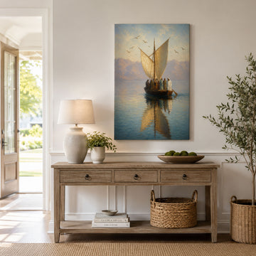 Jesus and His Disciples at Sea Canvas Print, Christian Home Decor