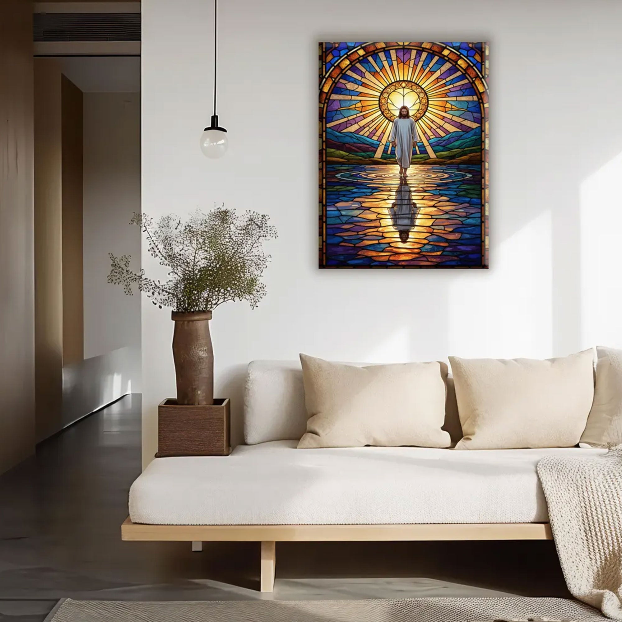 Jesus Walking on Water Canvas Print, Matte Stretched Christian Wall Art, Inspirational Faith Home Decor