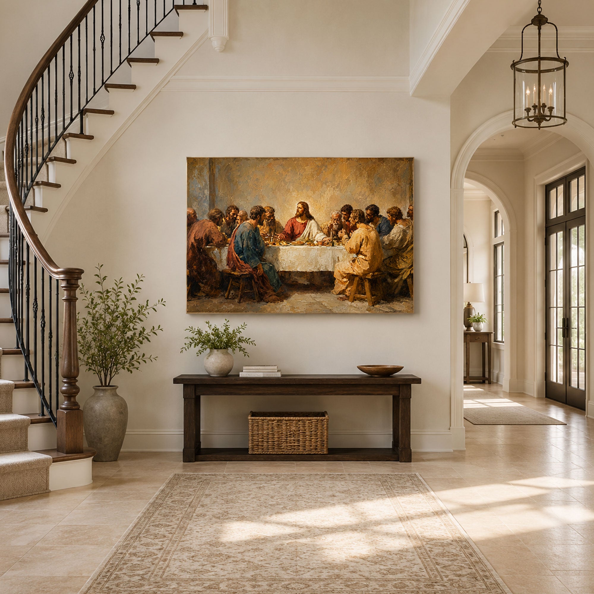 Panoramic Jesus Supper Canvas Print, Classic Religious Home Decor