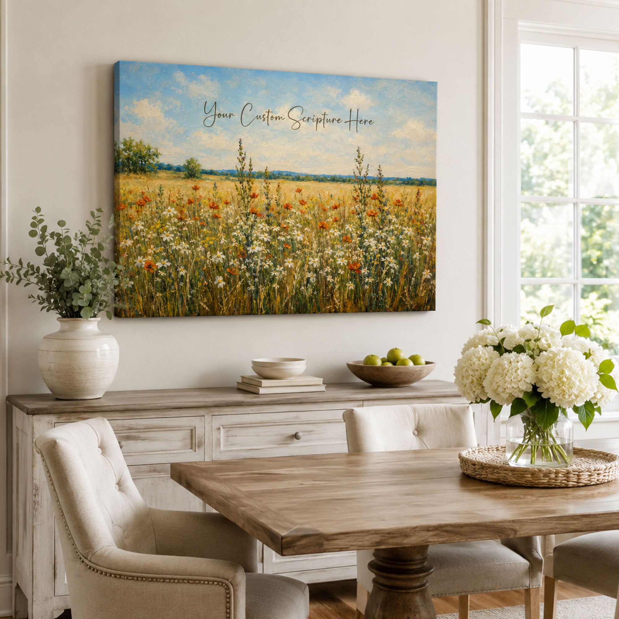 Custom Scripture Wildflower Canvas Print, Personalized Christian Home Decor