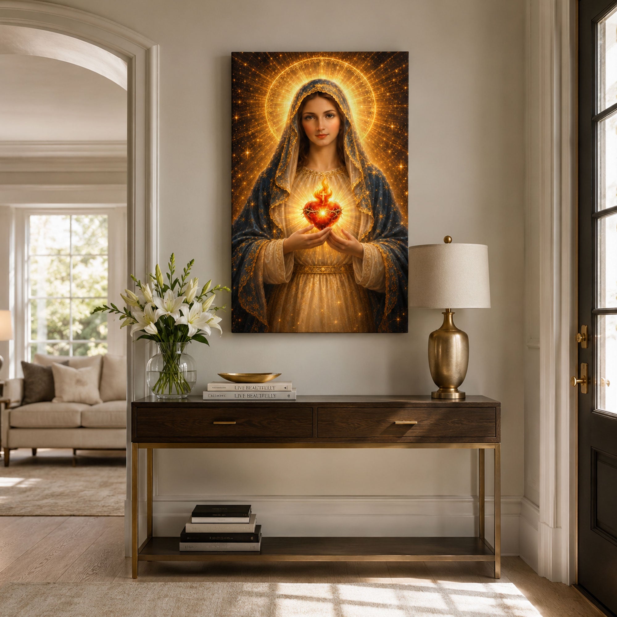 Immaculate Heart of Mary Canvas Print, Catholic Home Decor