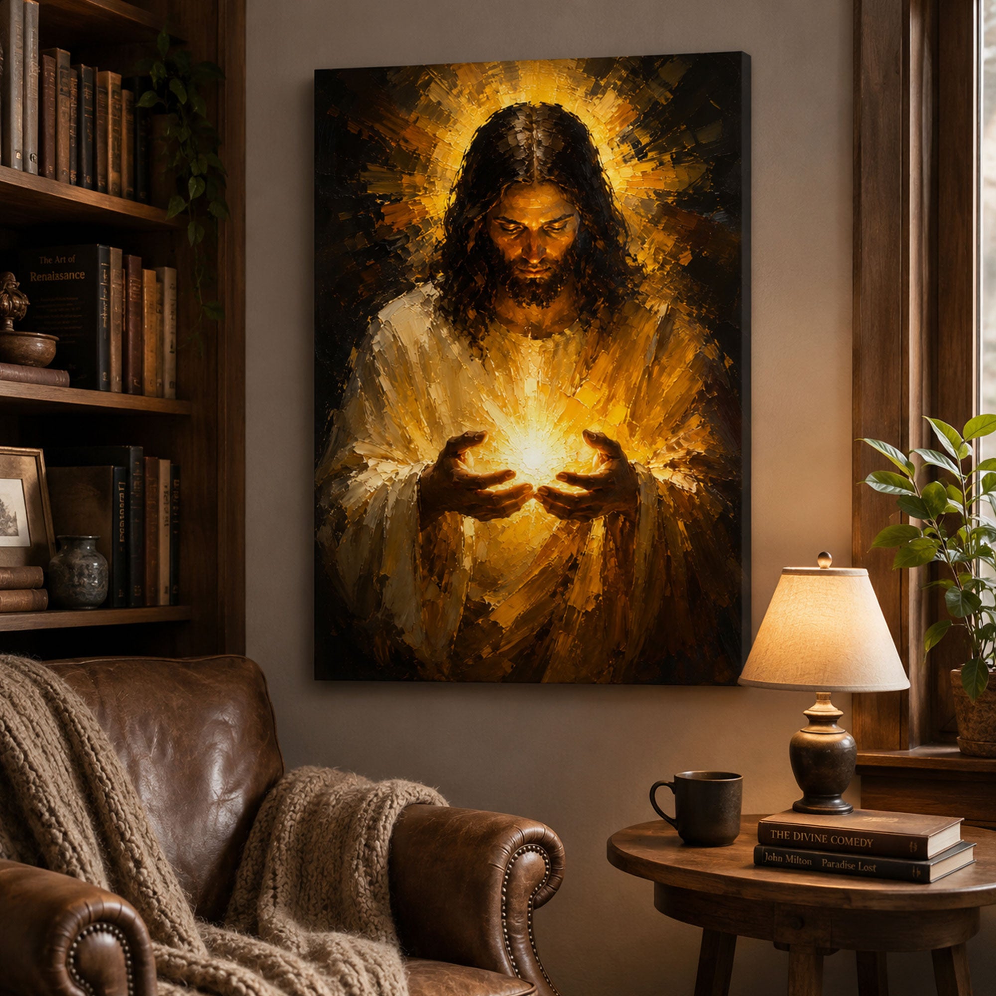 Jesus Light of the World Canvas Print, Divine Light Christian Wall Art, Faith Home Decor