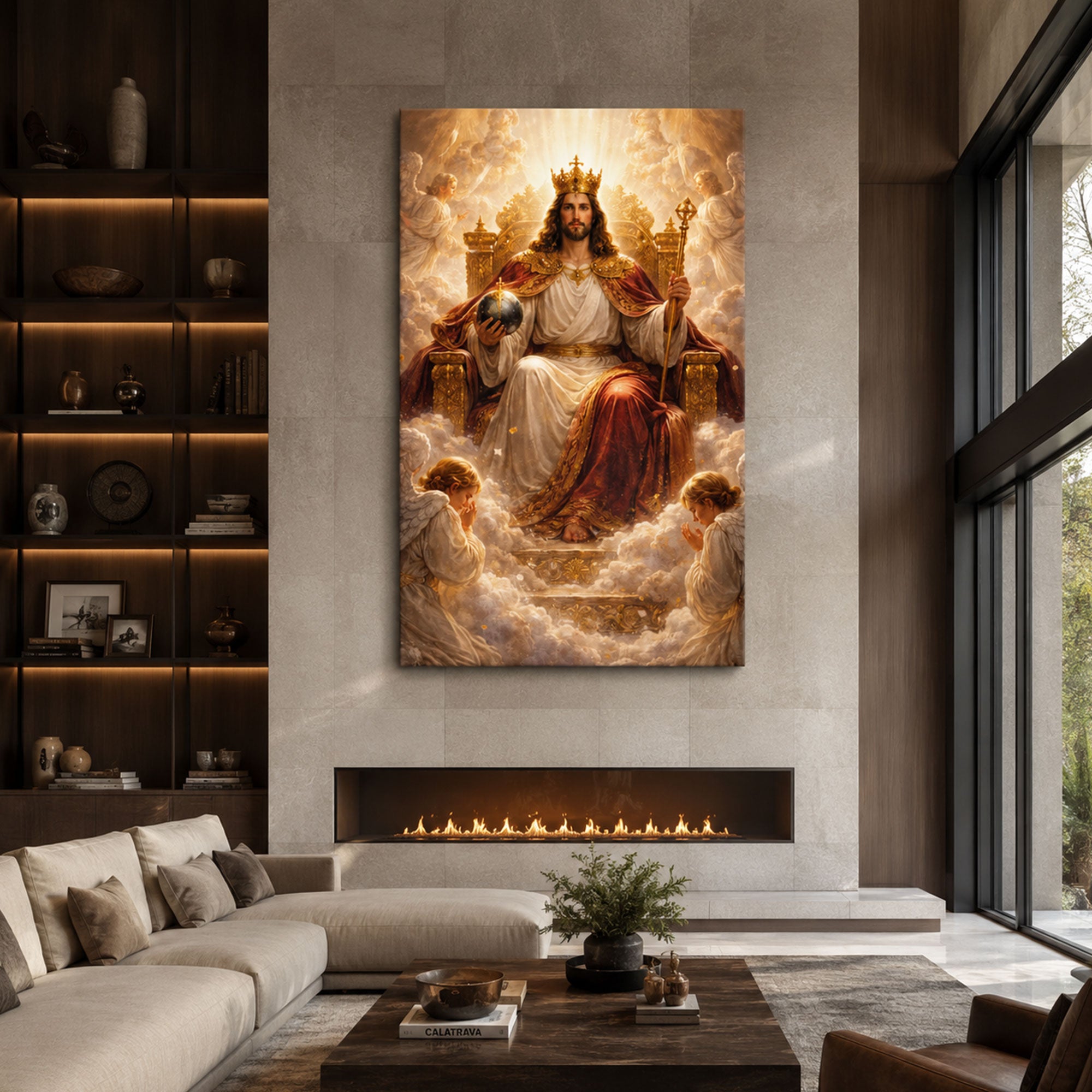 Christ the King Enthroned Canvas Print Heavenly Jesus Throne Wall Art Regal Christian Faith Decor