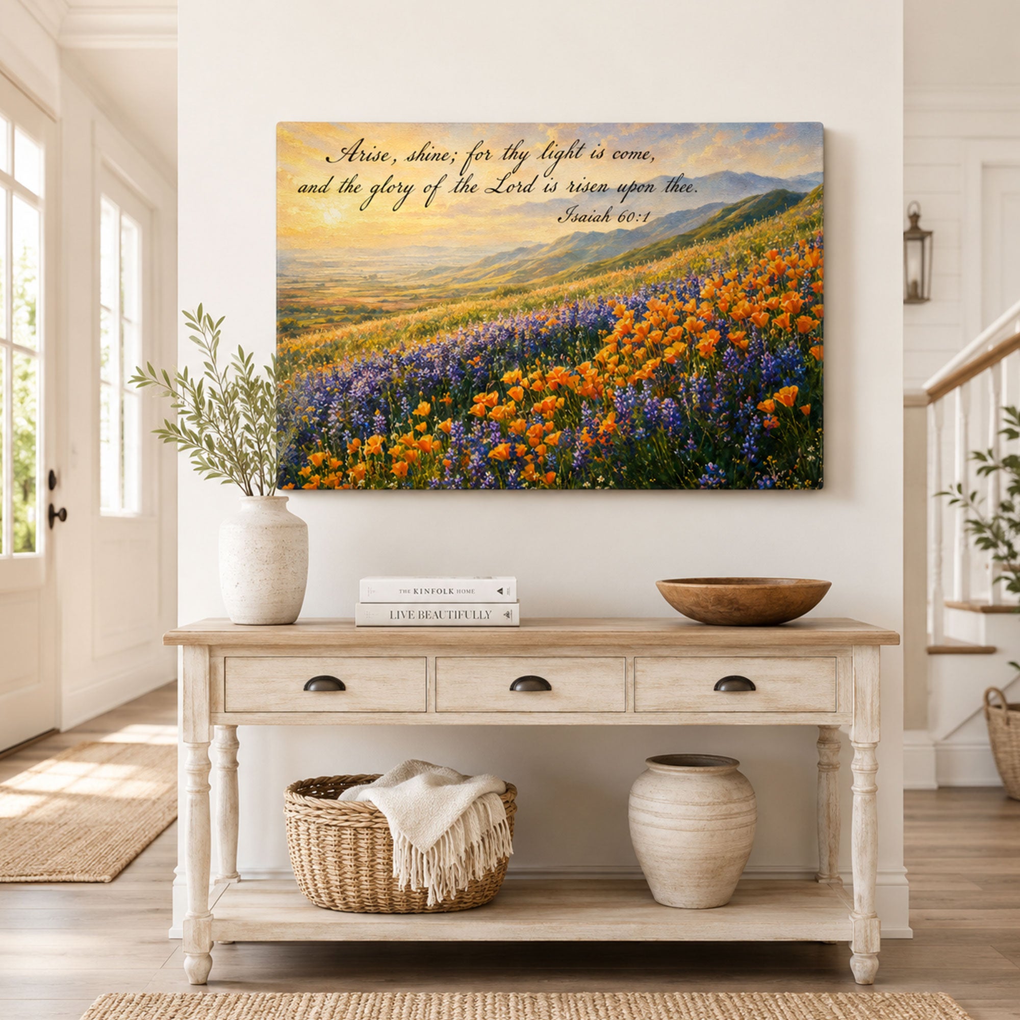 Isaiah 60:1 Canvas Print, Arise Shine Bible Verse Christian Decor