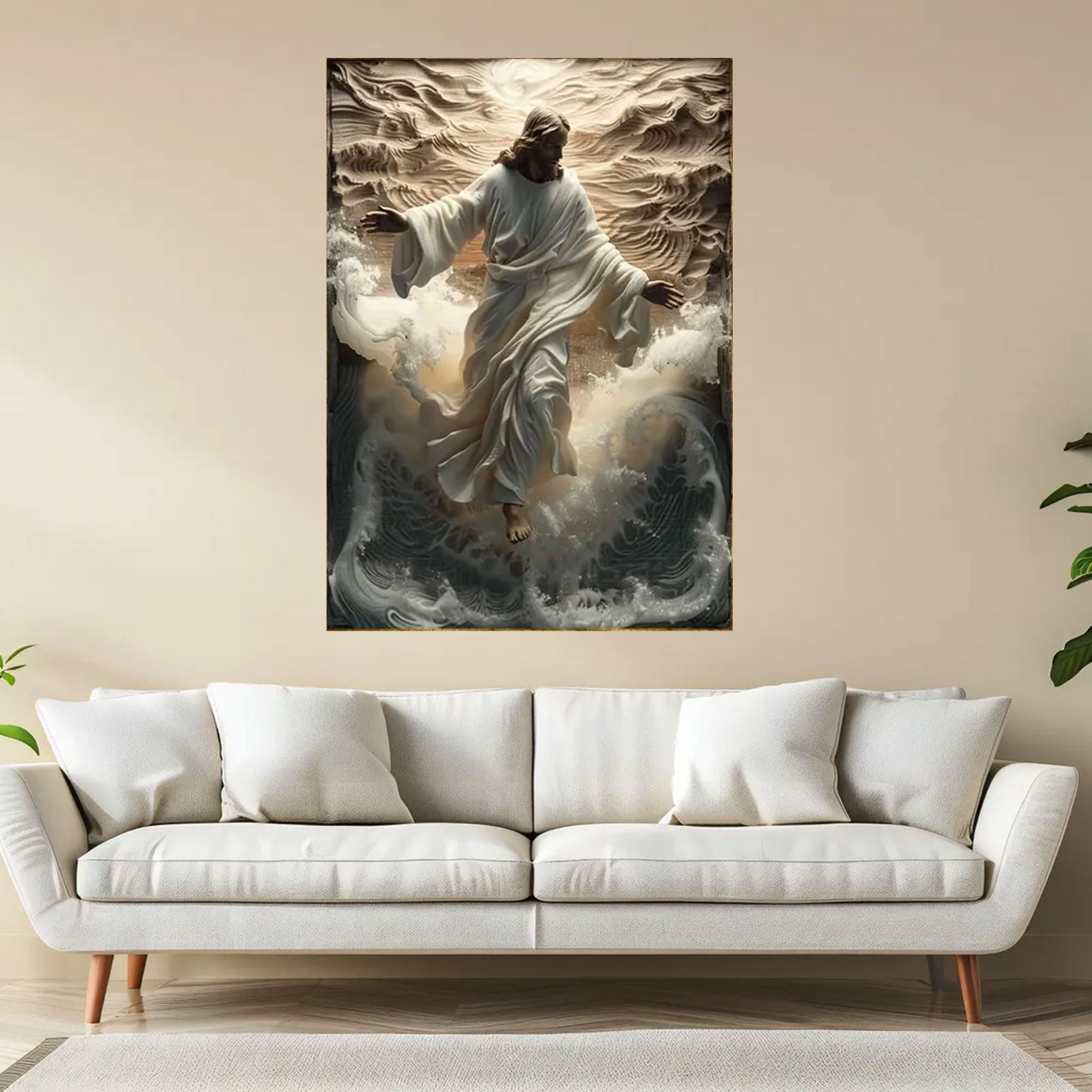 Jesus Walking on Water Canvas Print, Christian Wall Art, Biblical Scene, Spiritual Inspirational Home Decor, Religious Gift