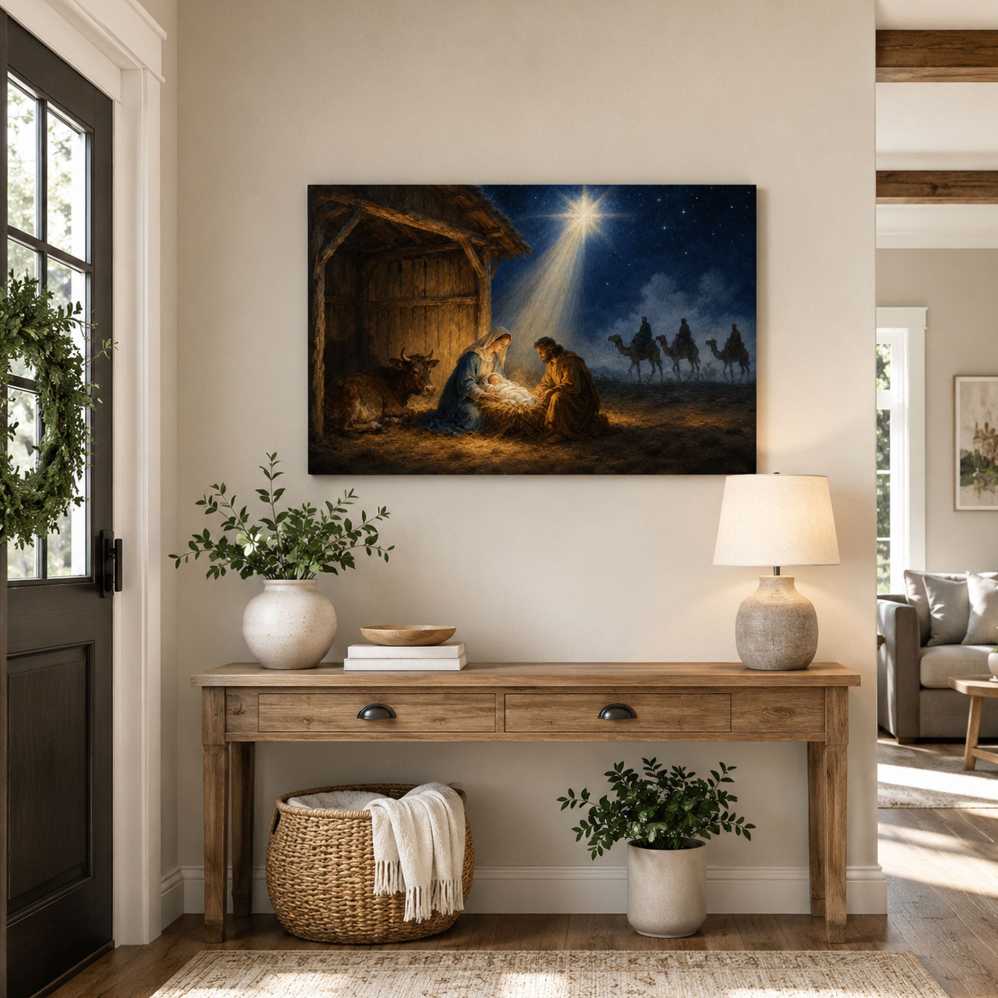 Nativity of Jesus Canvas Print, Christian Christmas Home Decor