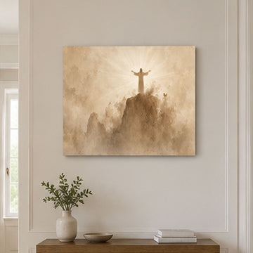 Jesus Blessing the Multitude Canvas Print, Sepia Christian Faith Art