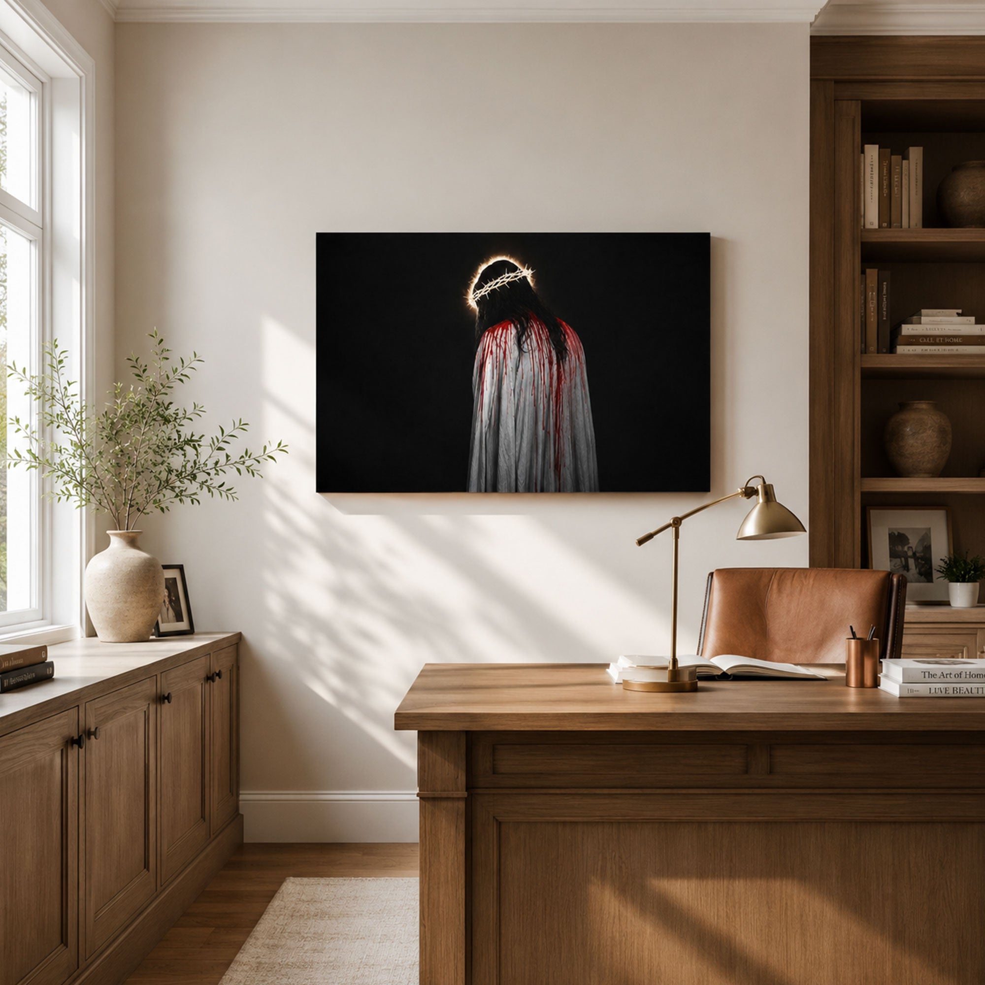 Passion of Christ Canvas Print, Crown of Thorns Jesus Wall Art, Precious Blood Christian Home Decor Gift