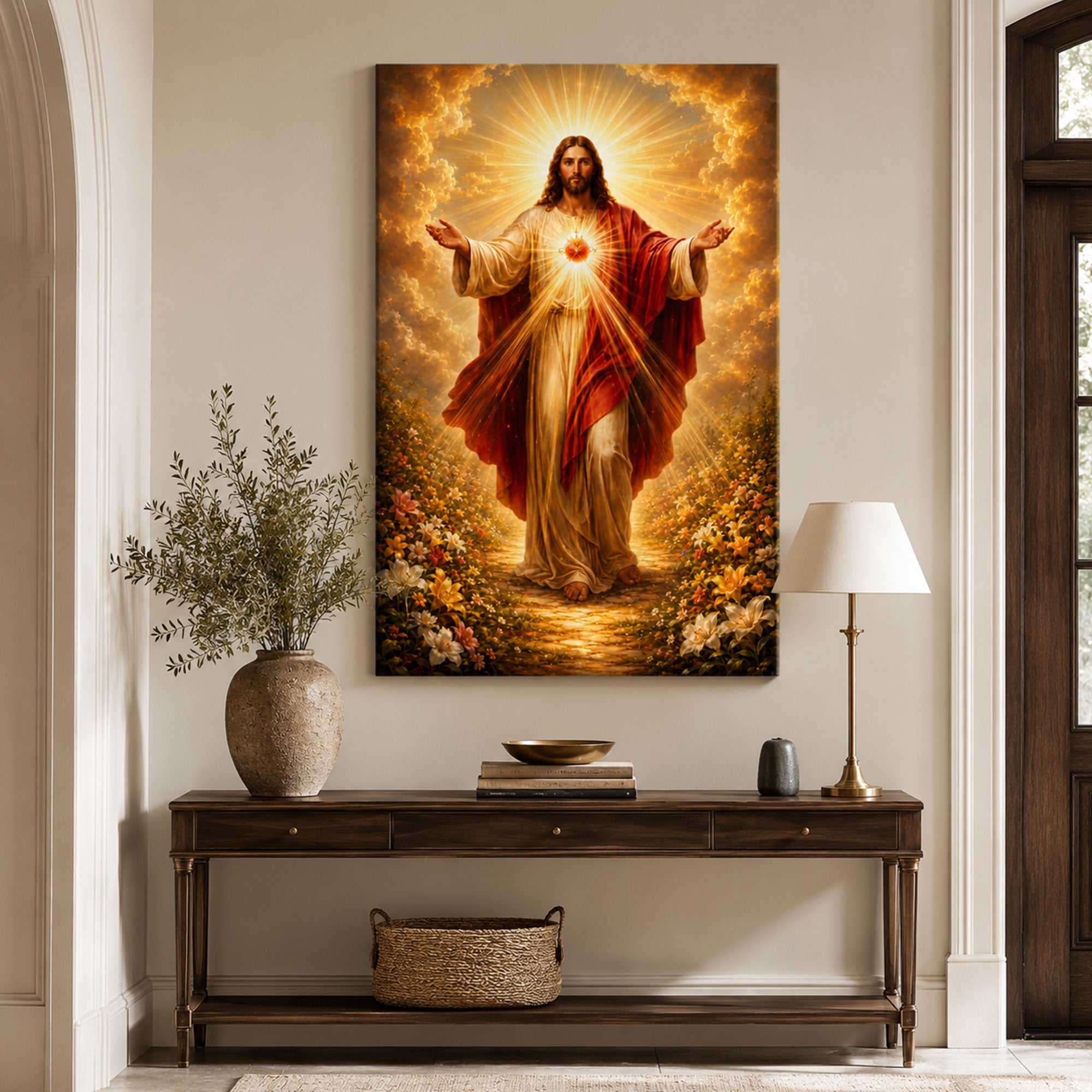 Sacred Heart of Jesus Matte Canvas Print, Catholic Christian Wall Art, Inspirational Faith Home Decor