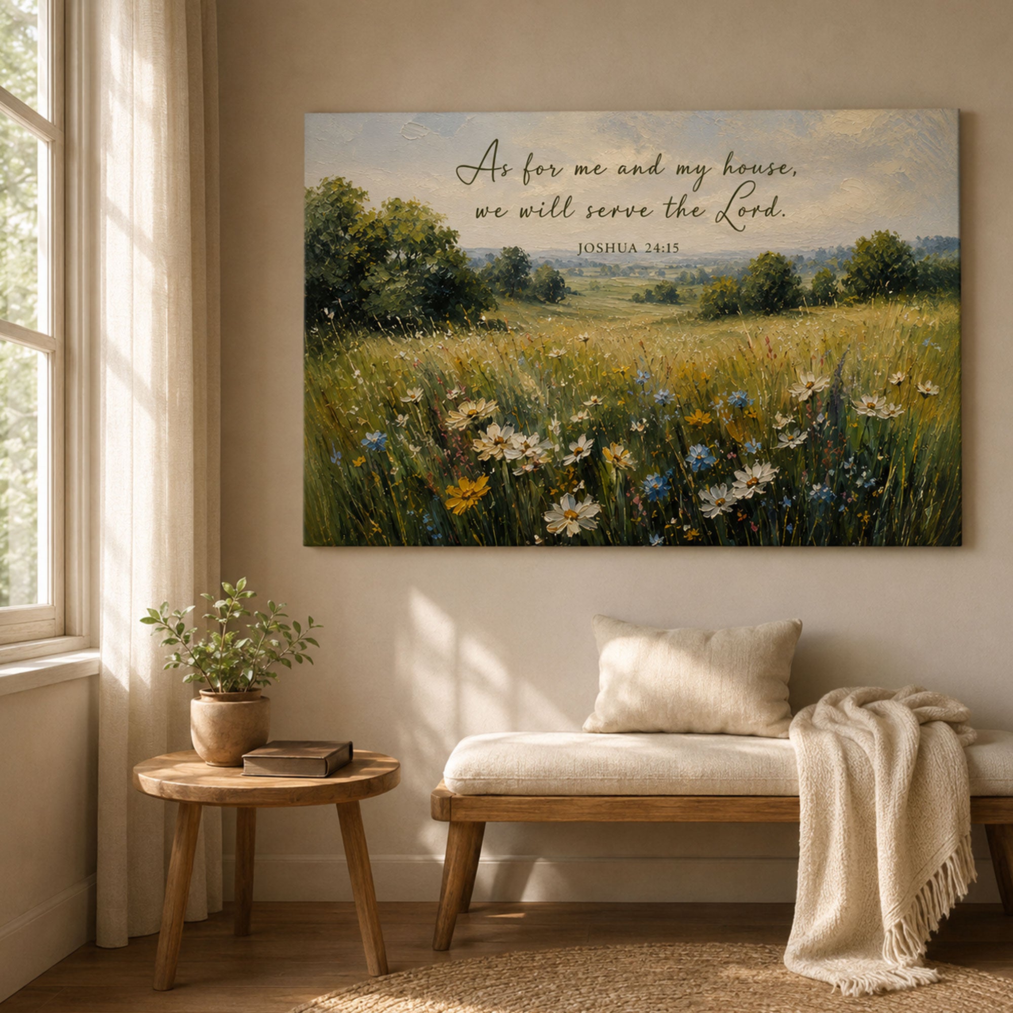 As for Me and My House Joshua 24:15 Canvas Print, Christian Scripture Wall Art, Family Faith Home Decor