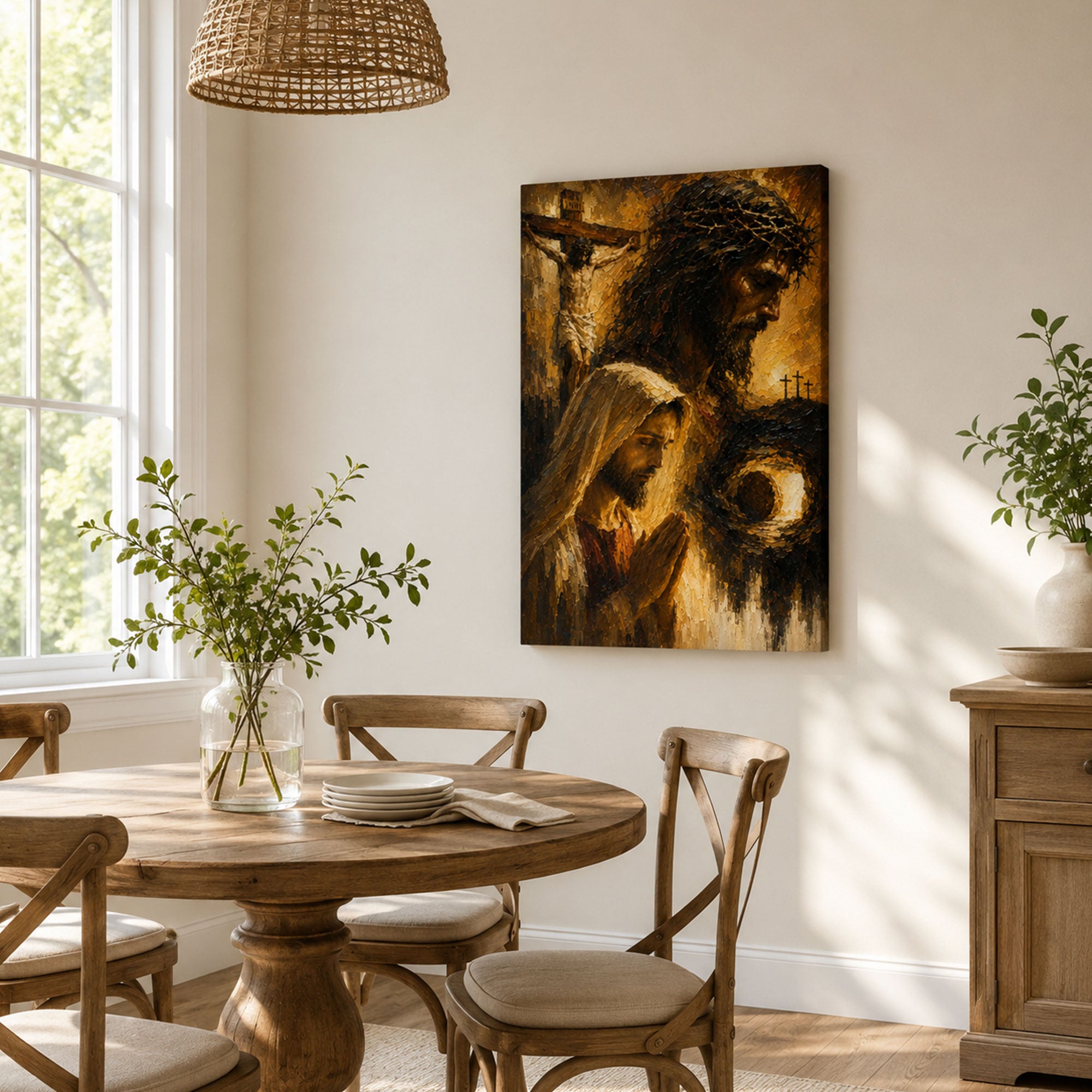 Jesus Crucifixion and Resurrection Canvas Print, Passion of Christ Christian Wall Decor, Easter Faith Gift