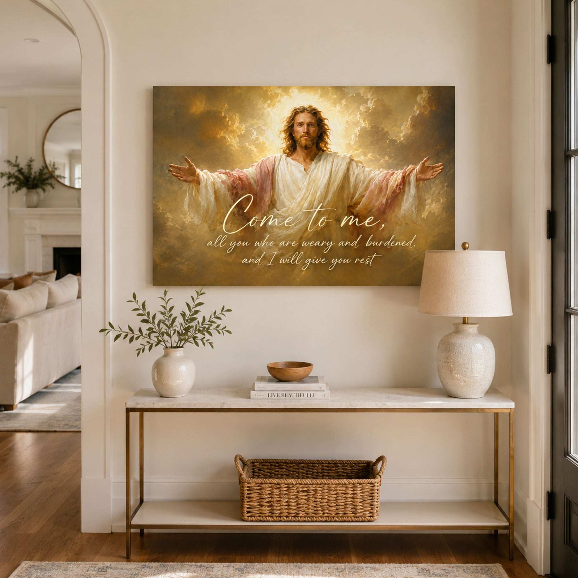 Come to Me Jesus Canvas Print, Matthew 11:28 Christian Wall Decor, Comfort and Faith Gift
