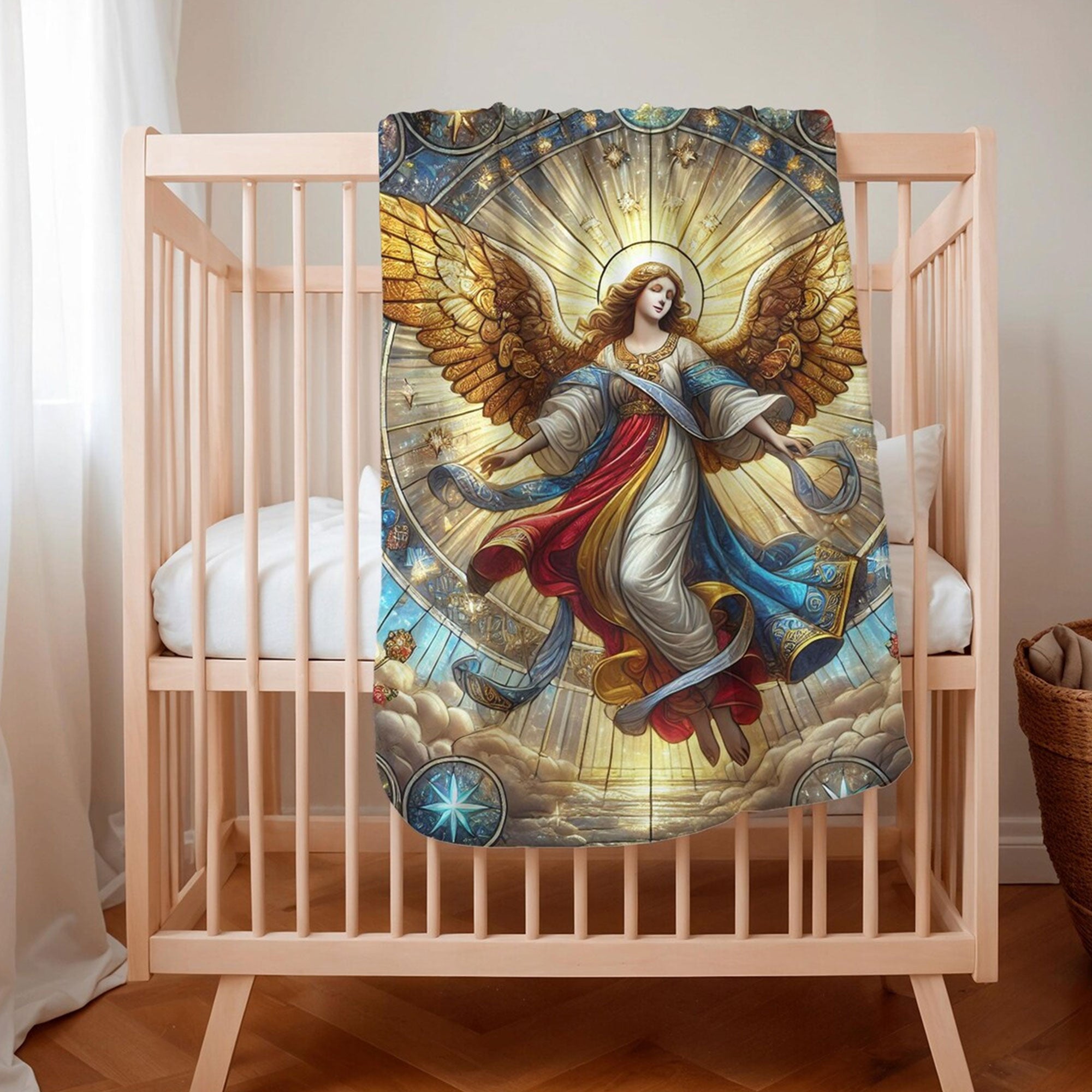 Angel Fleece Blanket, Religious Blanket, Christian Art Throw, Christian Gift, Faith Home Decor