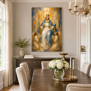 Queen of Heaven Virgin Mary Canvas Print, Catholic Home Decor