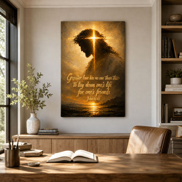 Greater Love Has No One Than This Canvas Print, John 15:13 Jesus Christian Wall Decor, Faith Gift
