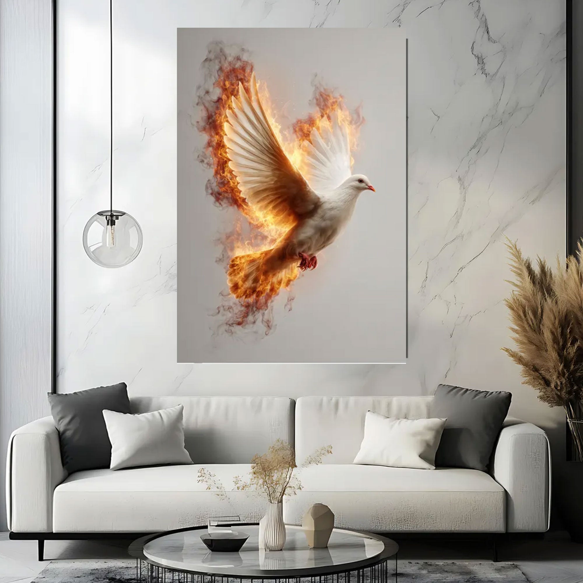 Holy Spirit Dove Canvas Print, Gold White Christian Wall Art, Symbol of Peace and Divine Presence, Spiritual Home Decor, Inspirational Faith Gift