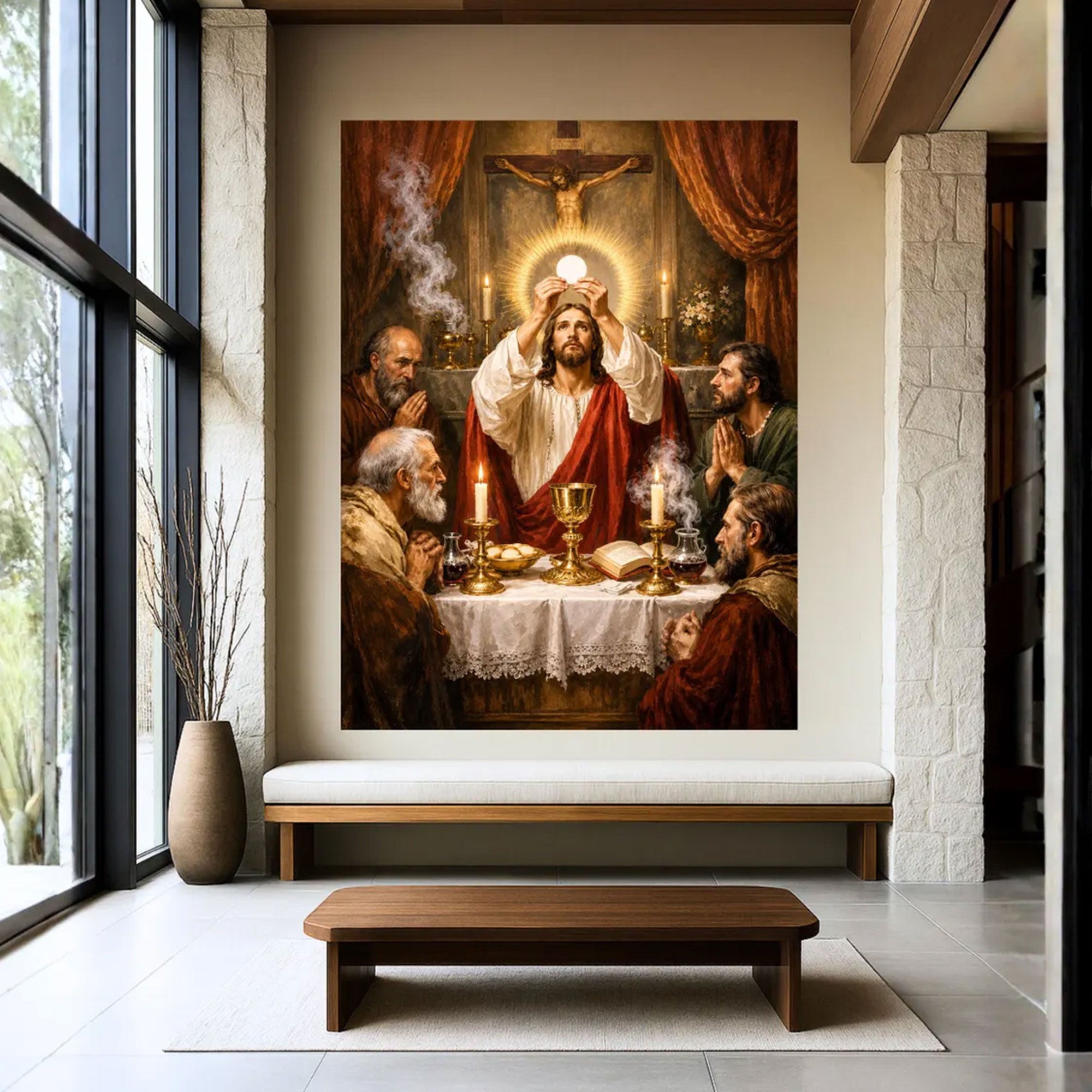 Jesus Holy Eucharist Canvas Print, Christian Wall Art, Catholic Religious Faith Home Decor