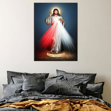 Contemporary Divine Art Canvas Jesus Christ, Mercy Wall Hanging Modern Canvas Print for Spiritual Home Wall Decor