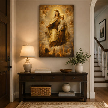 Our Lady of Mount Carmel Canvas Print, Virgin Mary with Child Jesus Catholic Wall Art, Faith Home Decor Gift