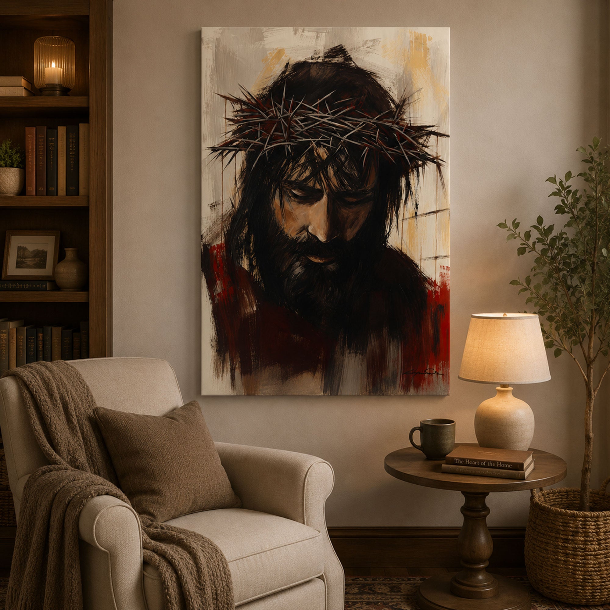 Crown of Thorns Jesus Canvas Print, Passion of Christ Christian Wall Art, Modern Catholic Home Decor