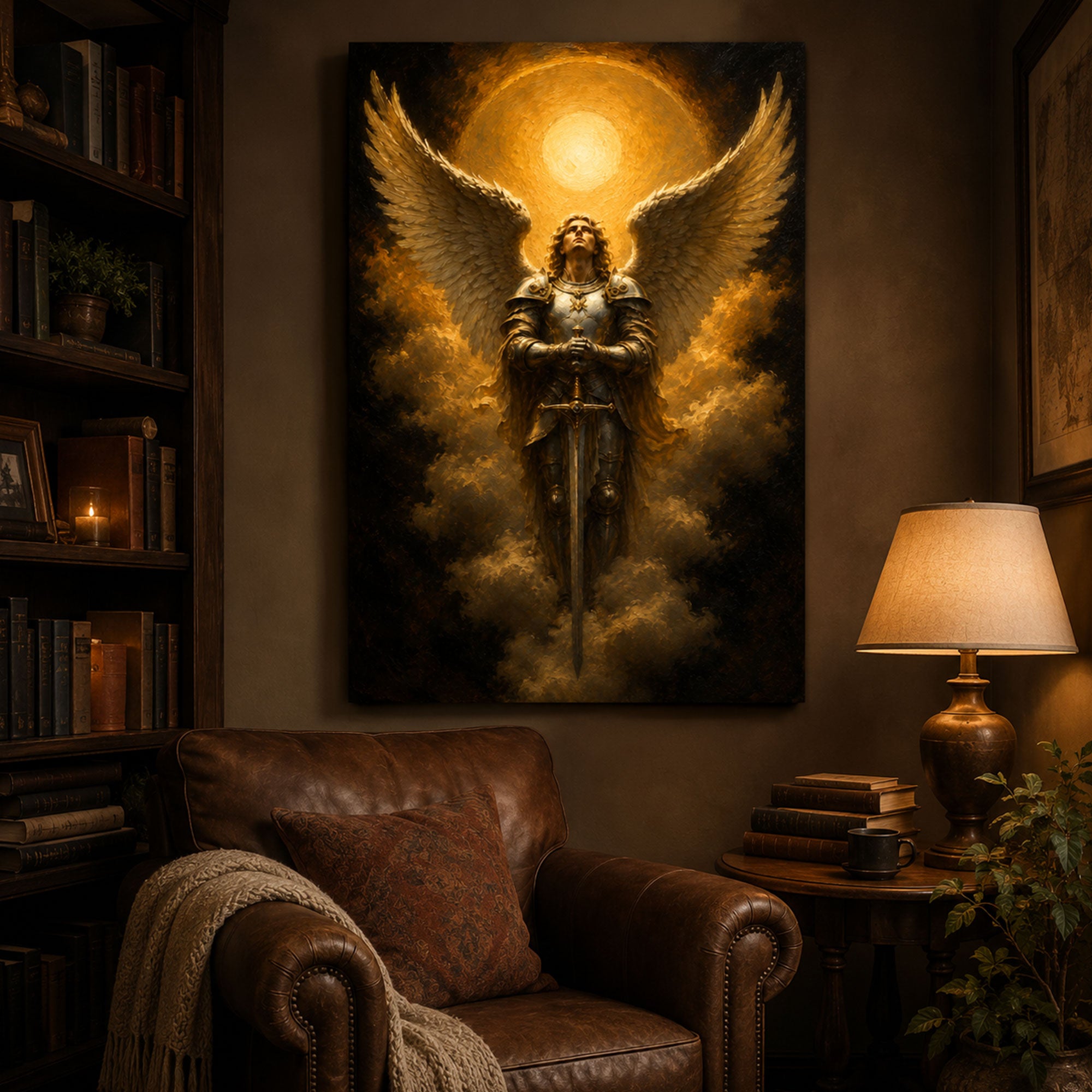 Saint Michael Archangel Canvas Print, Christian Angel Wall Art, Faith Home Decor