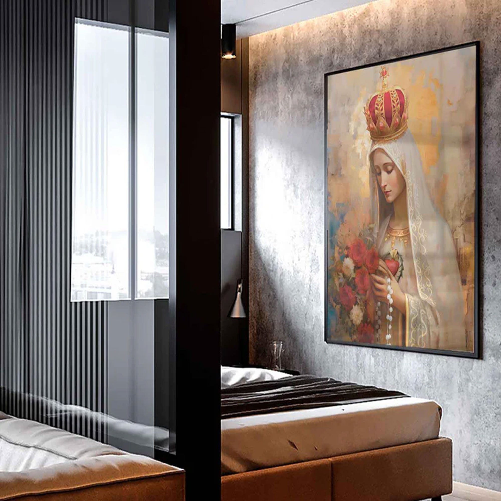 Our Lady of Fatima Canvas Print, Blessed Virgin Mary Wall Art, Catholic Religious Painting, Sacred Faith Decor
