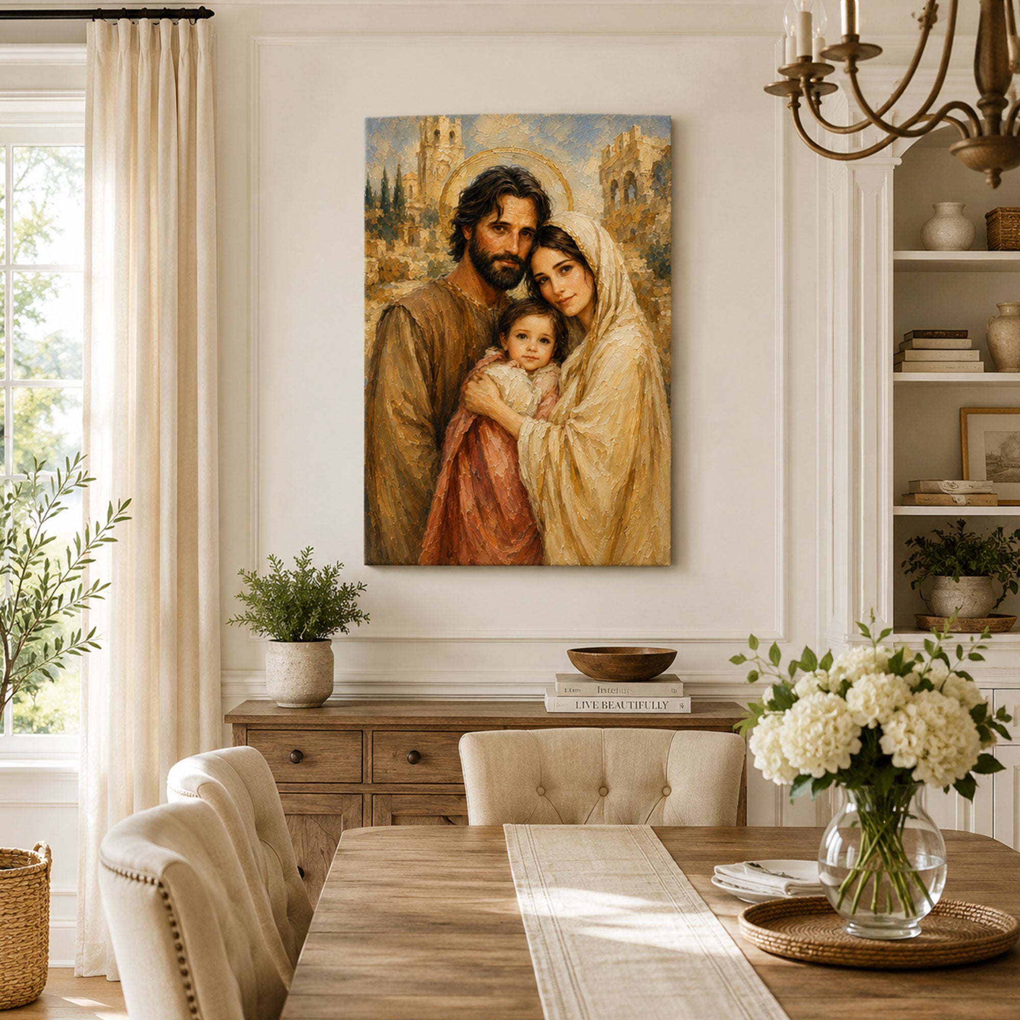 Saints Joachim and Anne with Young Mary Canvas Print, Jerusalem Catholic Decor