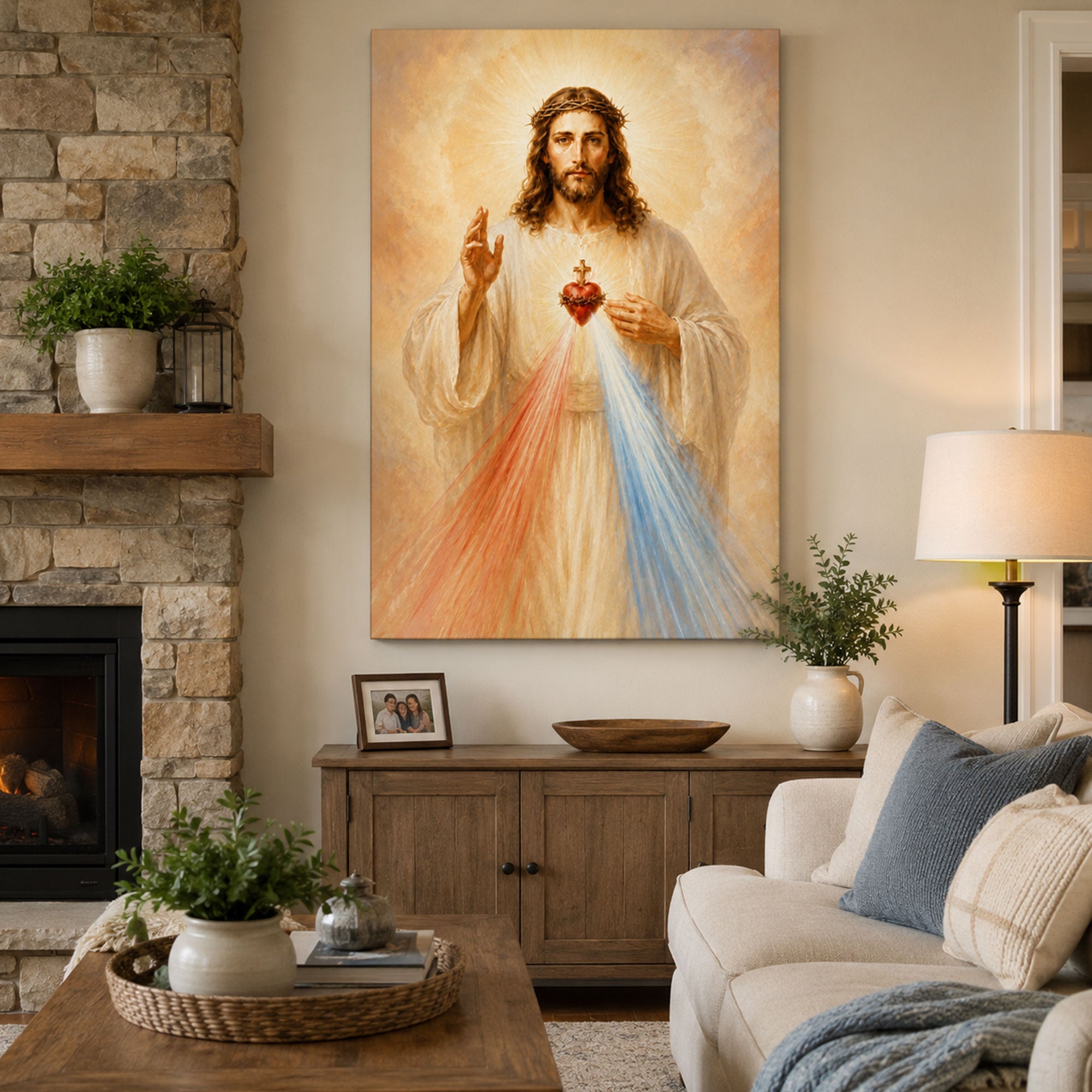 Divine Mercy Jesus Canvas Print Christ the King Sacred Heart Christian Wall Art Faith Home Decor