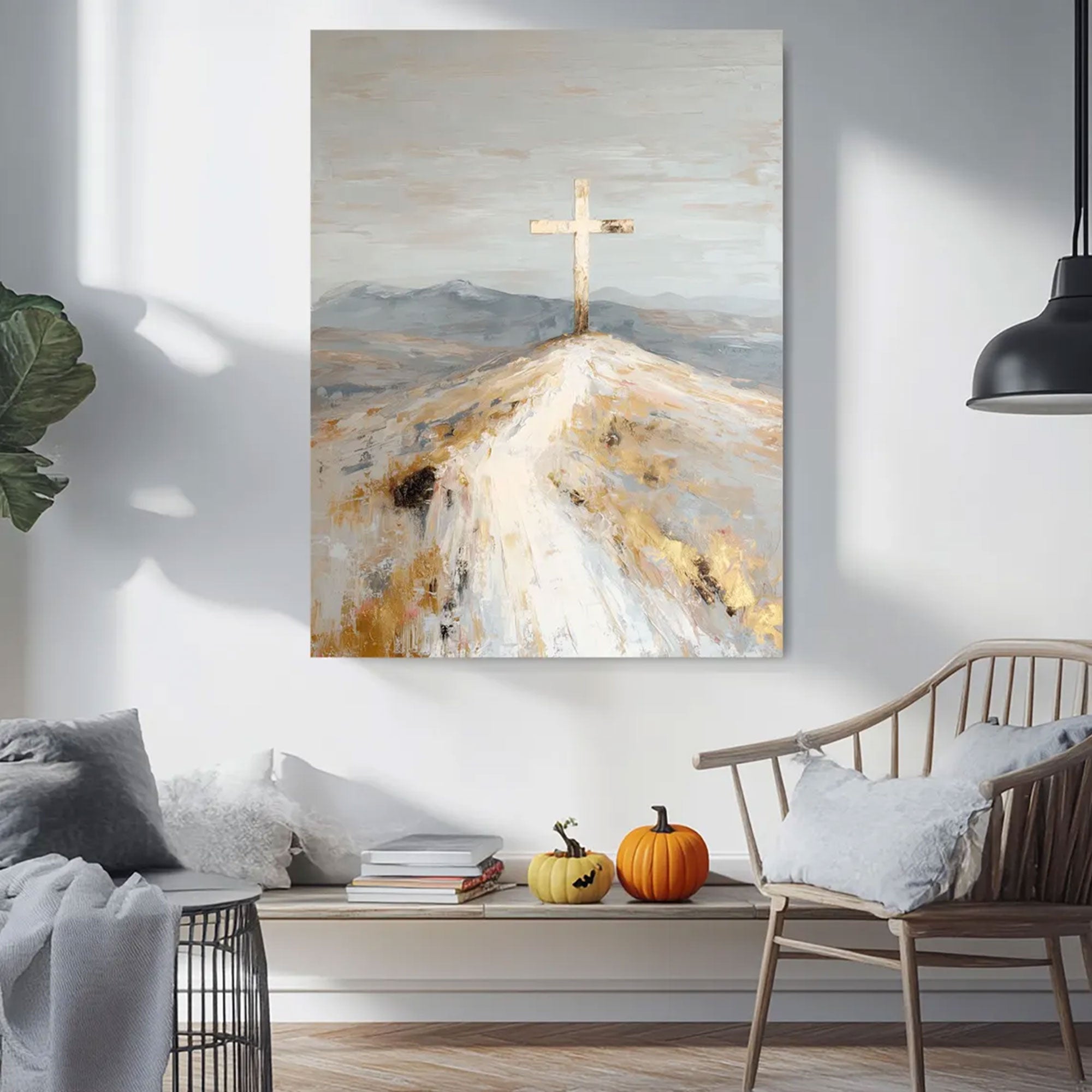 Christian Cross Canvas Print, Abstract Religious Wall Art, Faith Hope Spiritual Home Decor, Inspirational Christian Gift