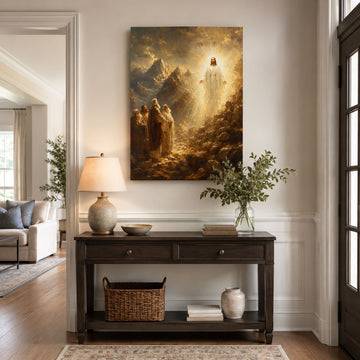 Radiant Jesus Above the Disciples Canvas Print, Faith Home Decor