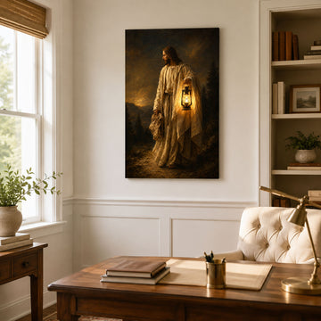 Jesus Seeking the Lost by Lantern Light Canvas Print, Christian Faith Decor