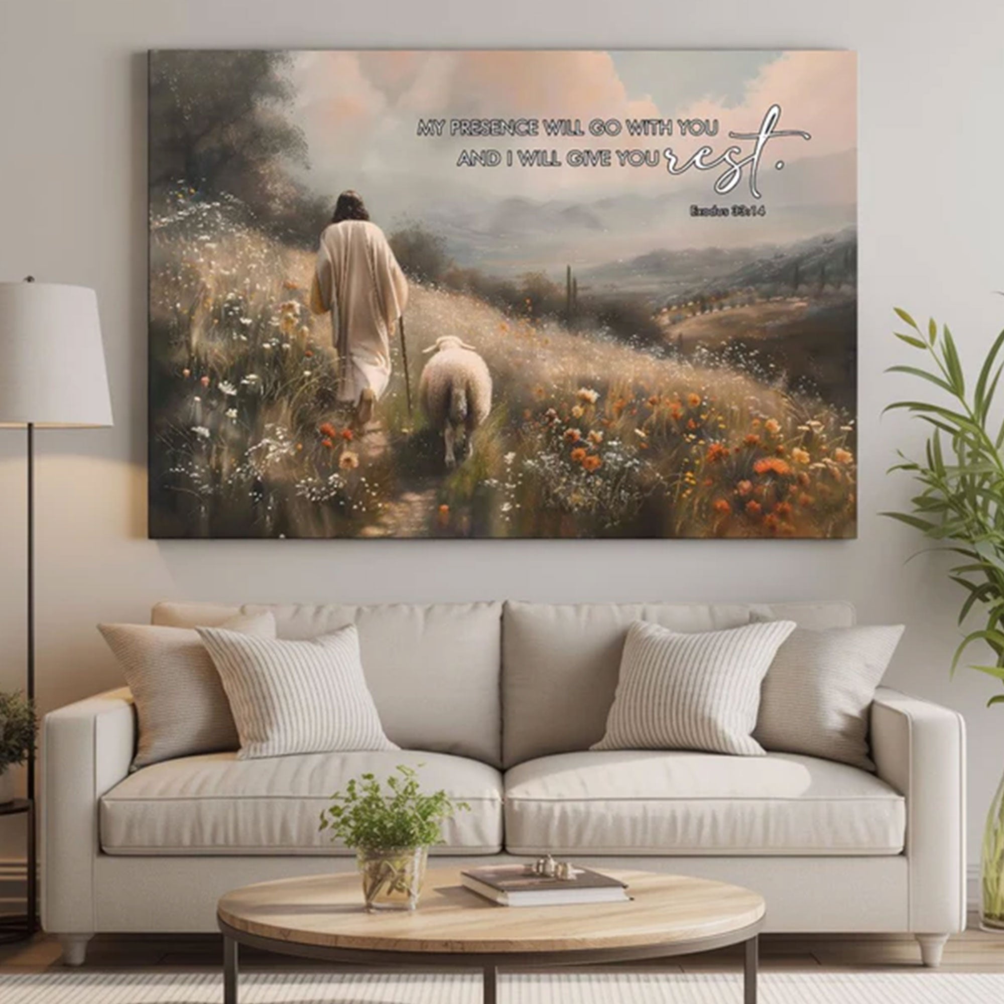 Exodus 33:14 Canvas Print, “My Presence Will Go With You” Christian Wall Art, Peaceful Faith Decor