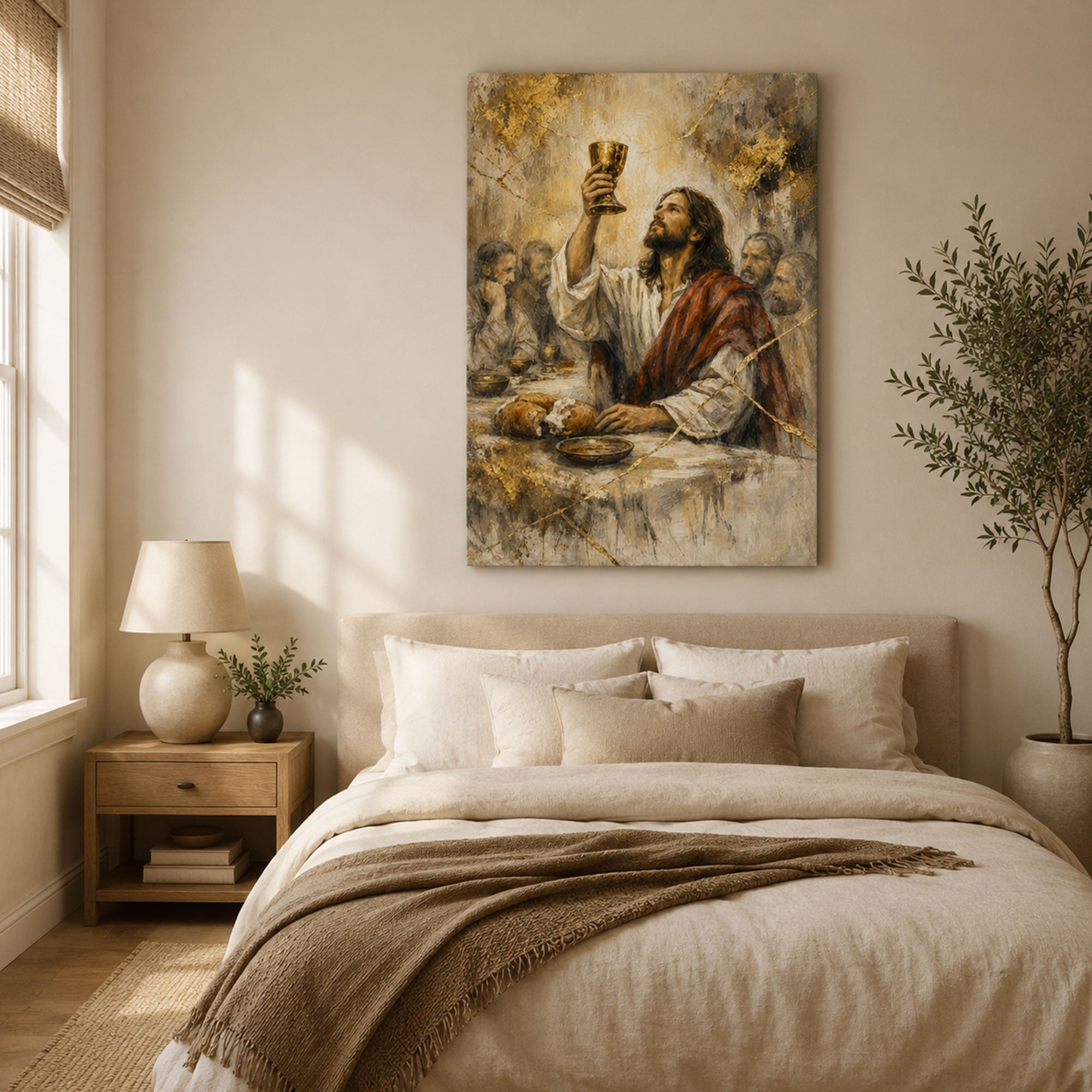 Holy Communion Canvas Print, Jesus Christ Religious Wall Art for Home Decor