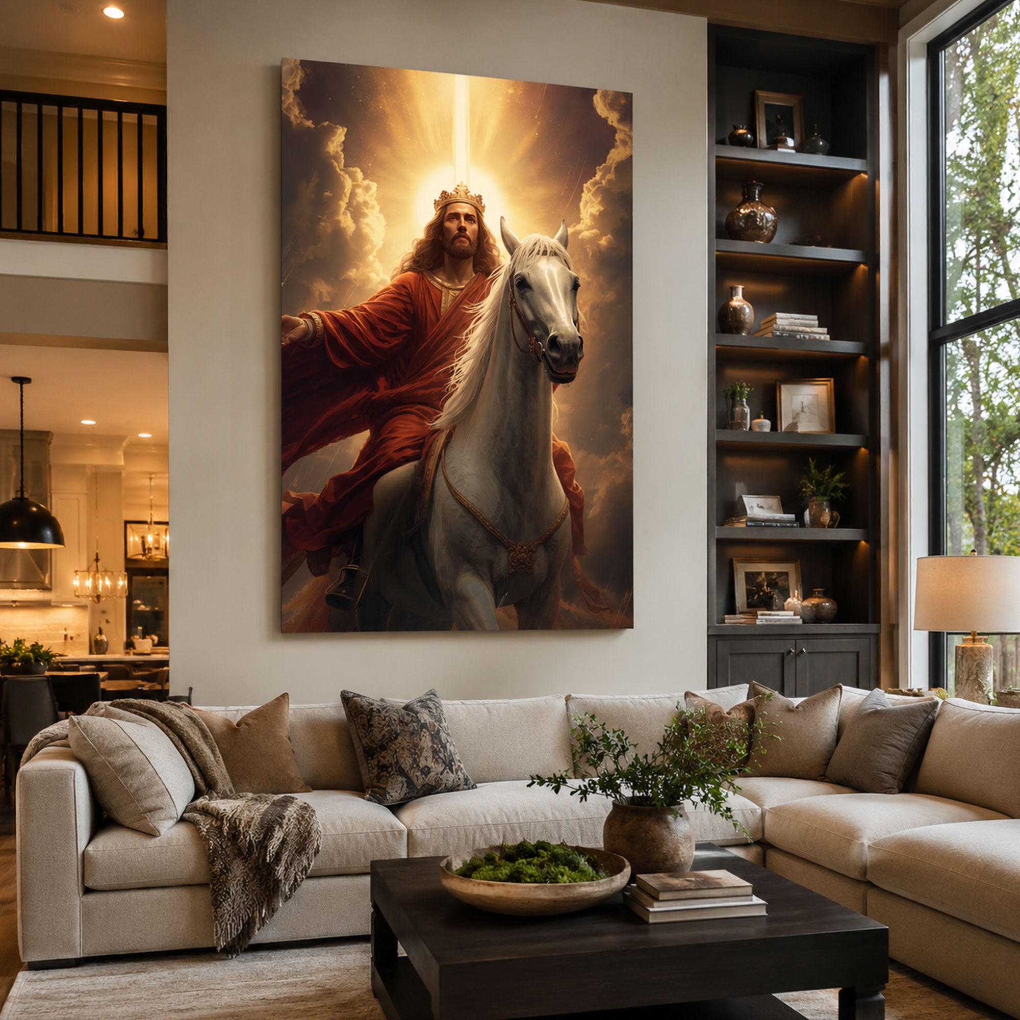 Jesus Second Coming White Horse Canvas Print Christian Wall Art Revelation Faith Home Decor