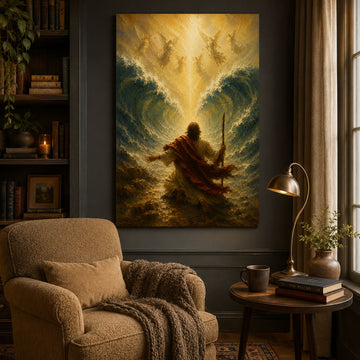 Moses Parting the Red Sea Canvas Print, Christian Bible Story Wall Art, Faith and Deliverance Home Decor
