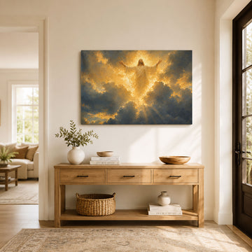 Ascension of Jesus Christ Canvas Print, Acts 1:9 Christian Wall Decor, Heavenly Glory Faith Gift