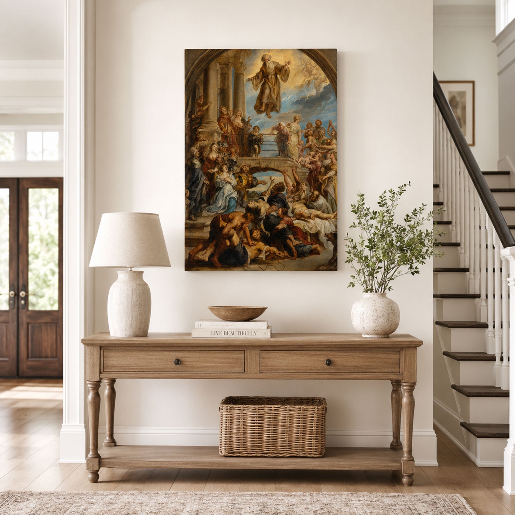 The Miracles of Saint Francis of Paola Canvas Print, Rubens Inspired Baroque Catholic Art