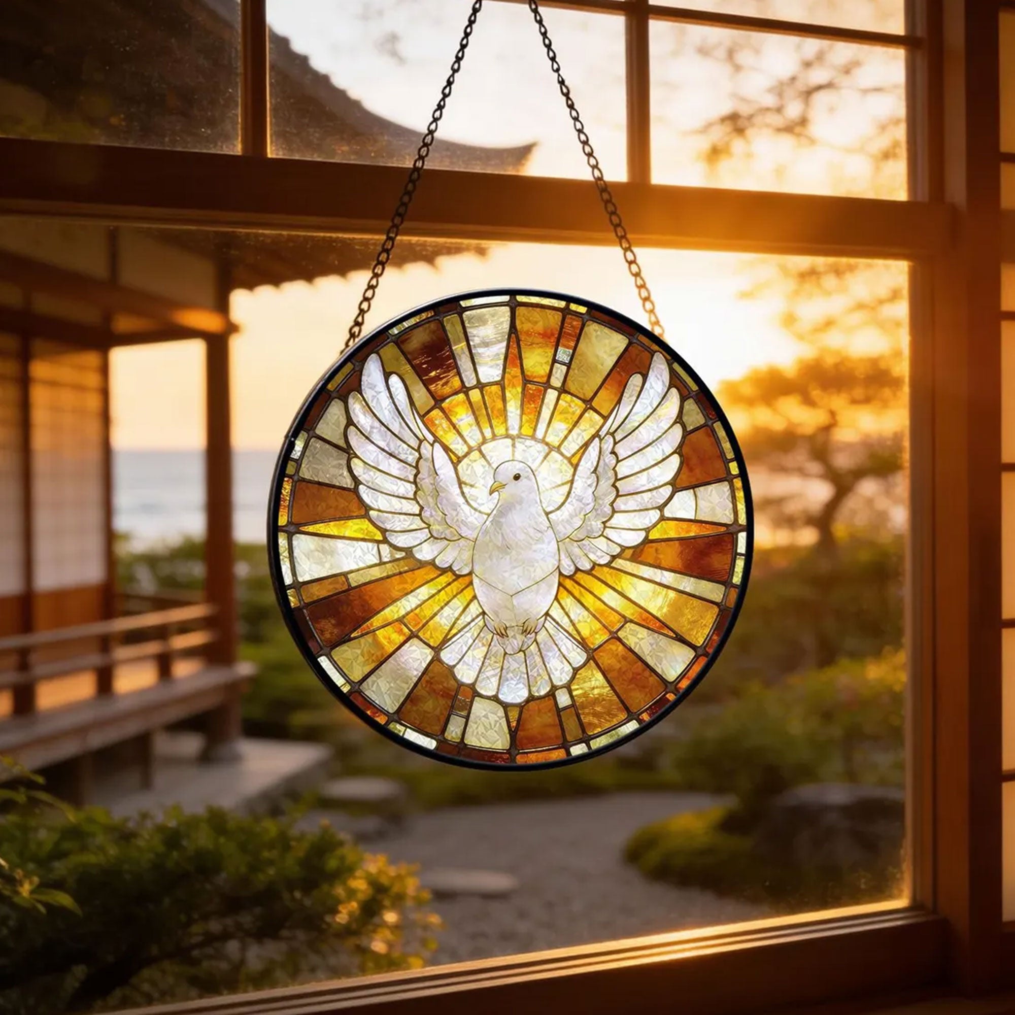 Holy Spirit Dove Stained Glass Suncatcher, Christian Window Hanging, Faith Home Decor Gift
