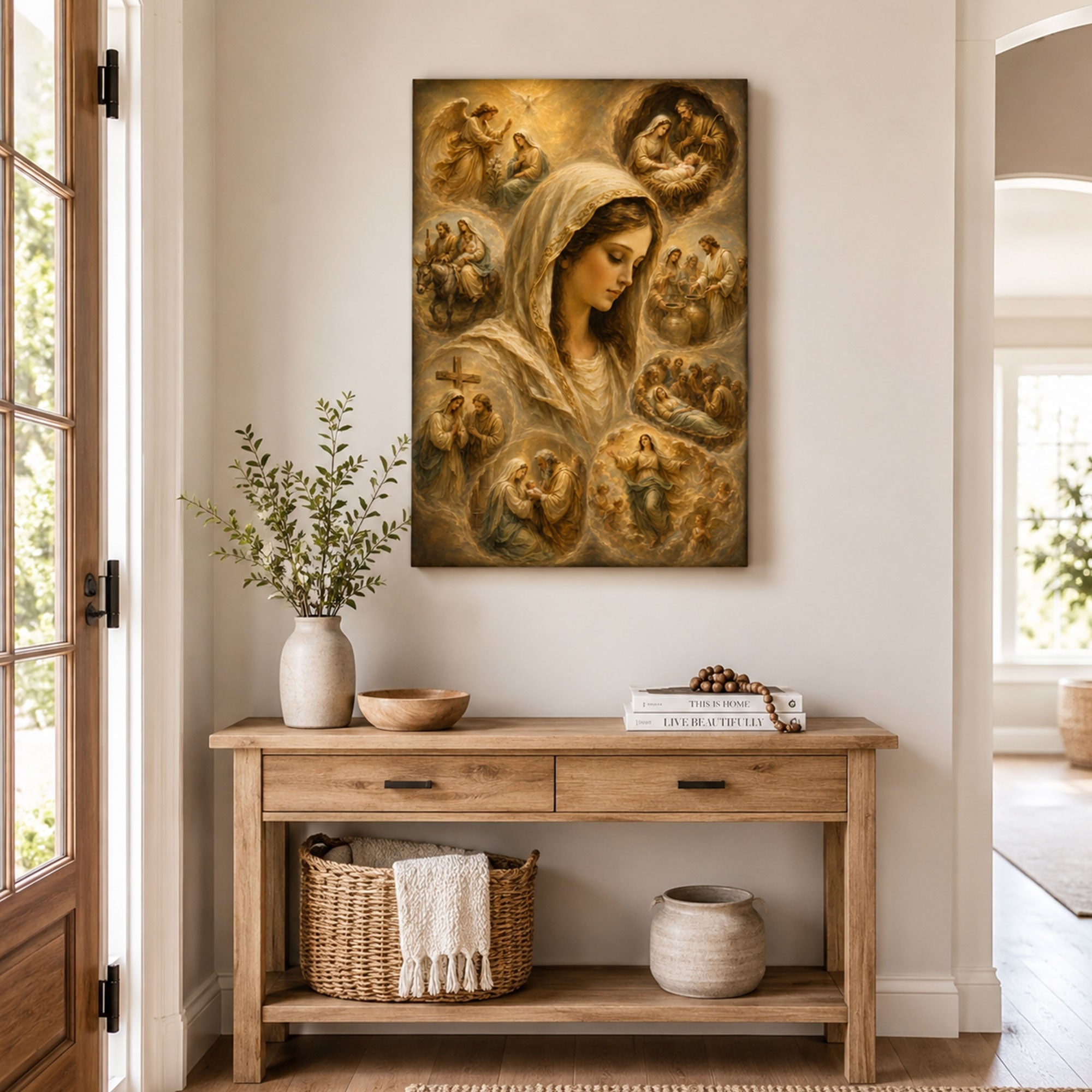 Life of the Virgin Mary Canvas Print, Catholic Wall Decor, Marian Faith Gift