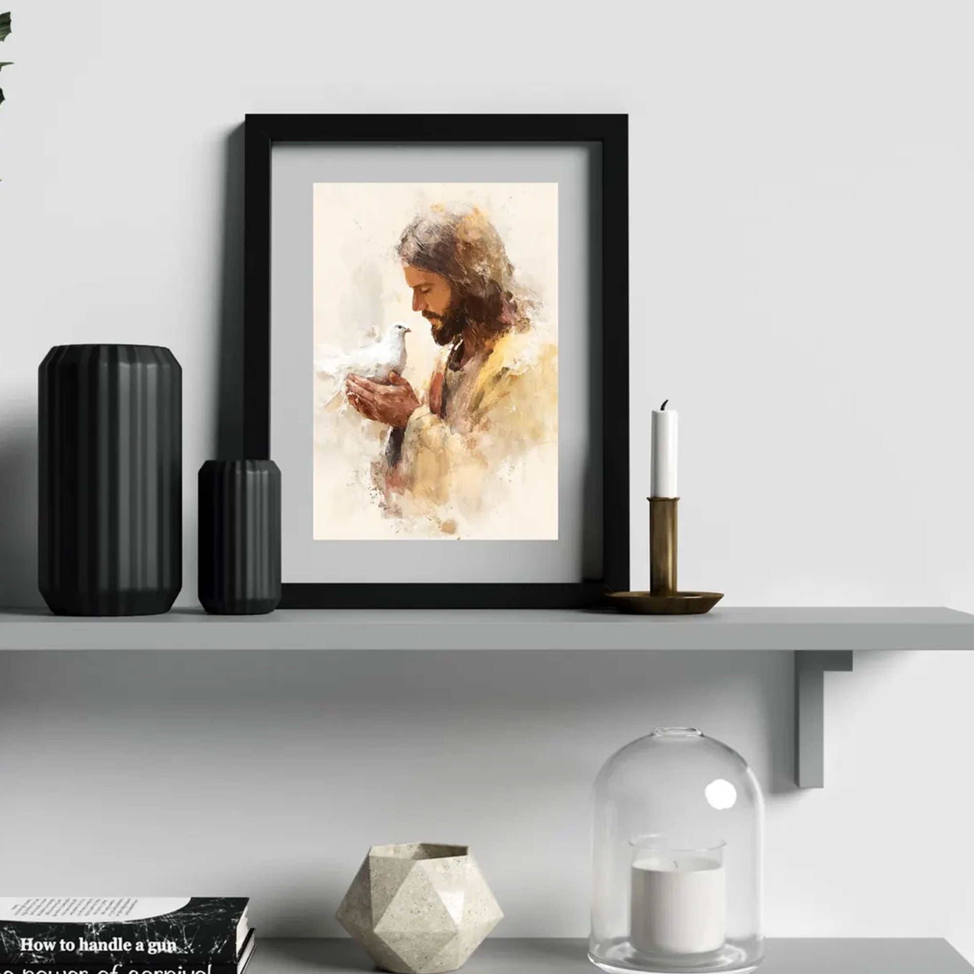 Prince of Peace Canvas Print, Jesus and Dove Wall Art, Modern Christian Decor, Nursery Gift