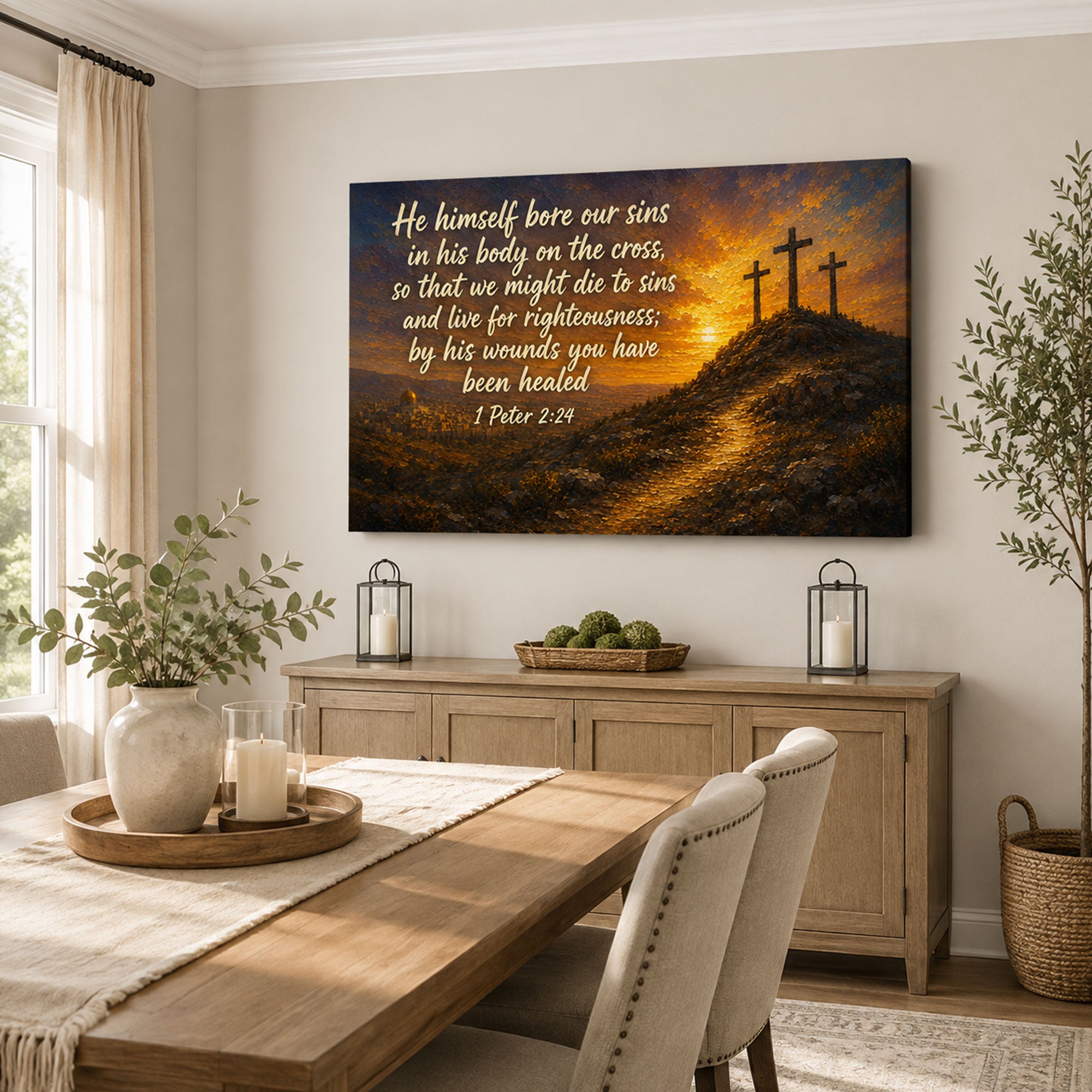 By His Wounds You Have Been Healed Canvas Print, 1 Peter 2:24 Christian Wall Decor, Faith Gift