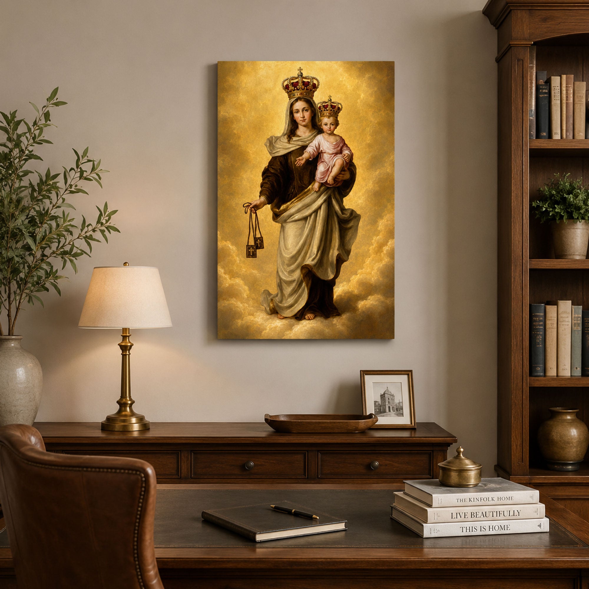 Our Lady of Mount Carmel Wall Art Canvas Print, Catholic Marian Home Decor Gift