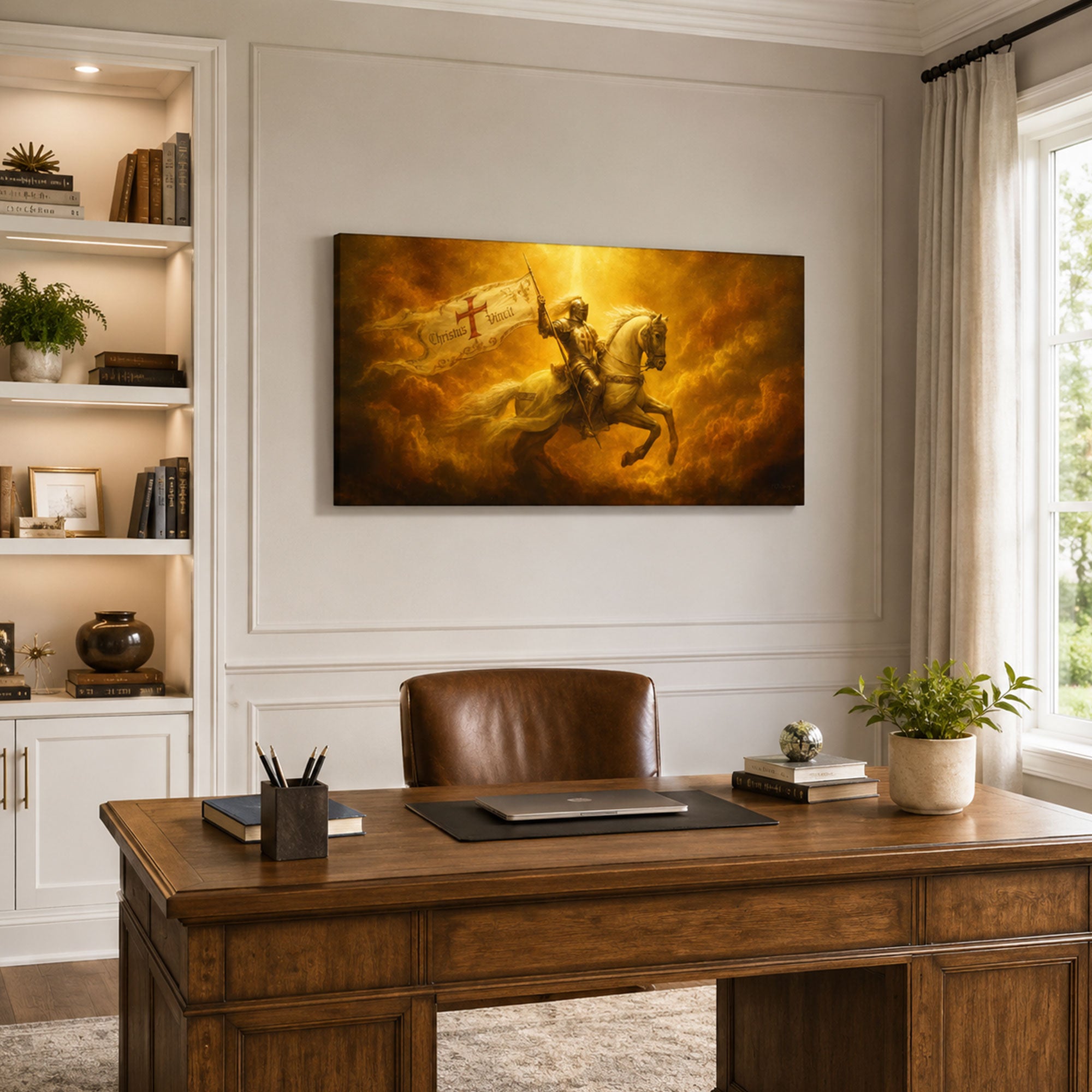 Christus Vincit Christian Knight Canvas Print, Victory in Christ Wall Decor, Faith Warrior Gift