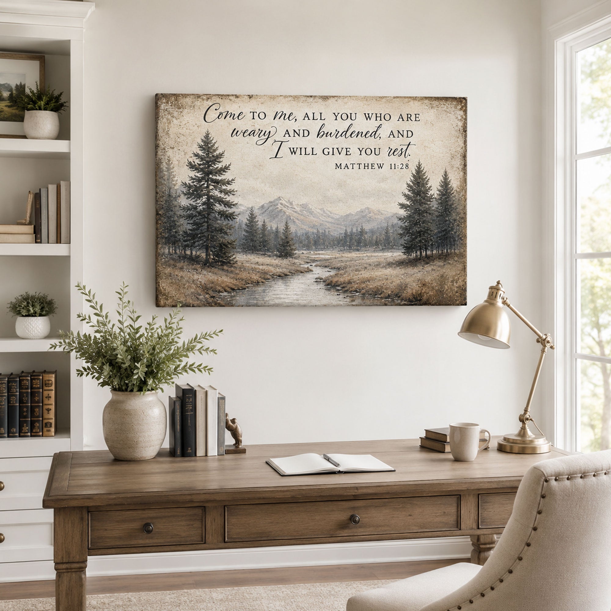 Matthew 11:28 Bible Verse Canvas Print, Christian Home Decor
