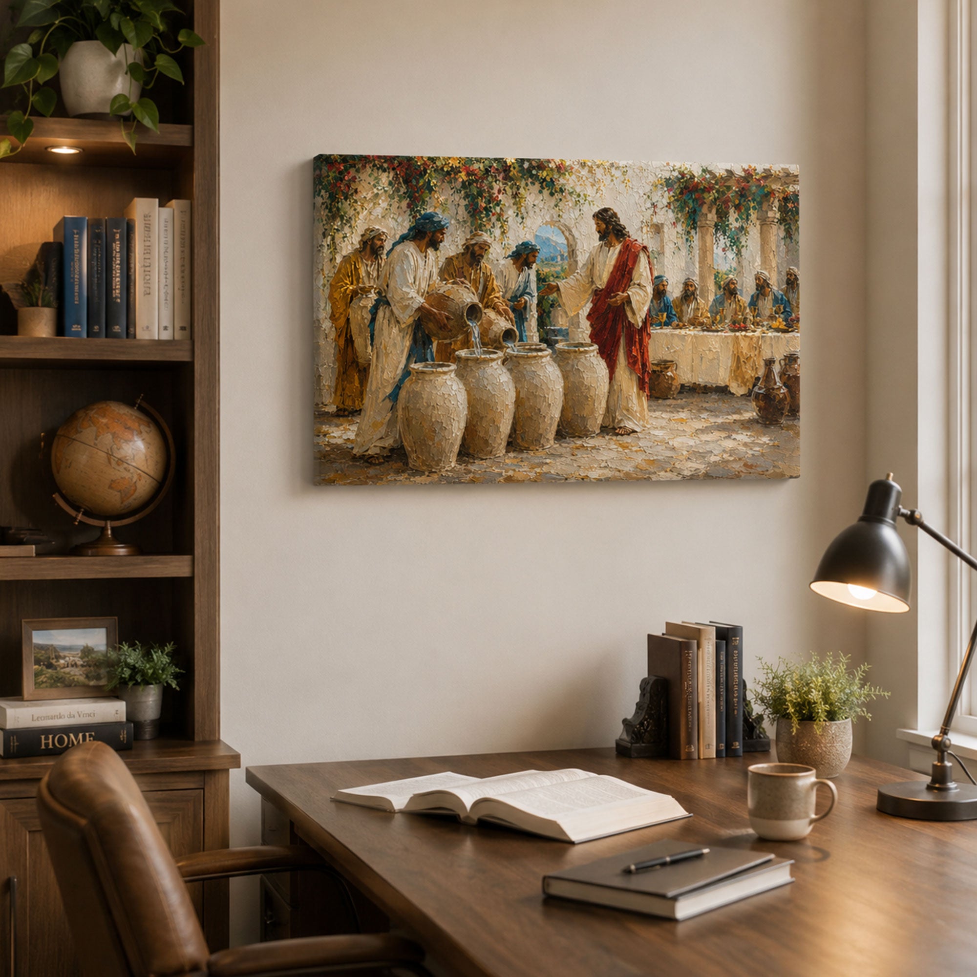 Wedding at Cana Canvas Print, Jesus Water into Wine Christian Wall Art, Bible Story Home Decor Gift