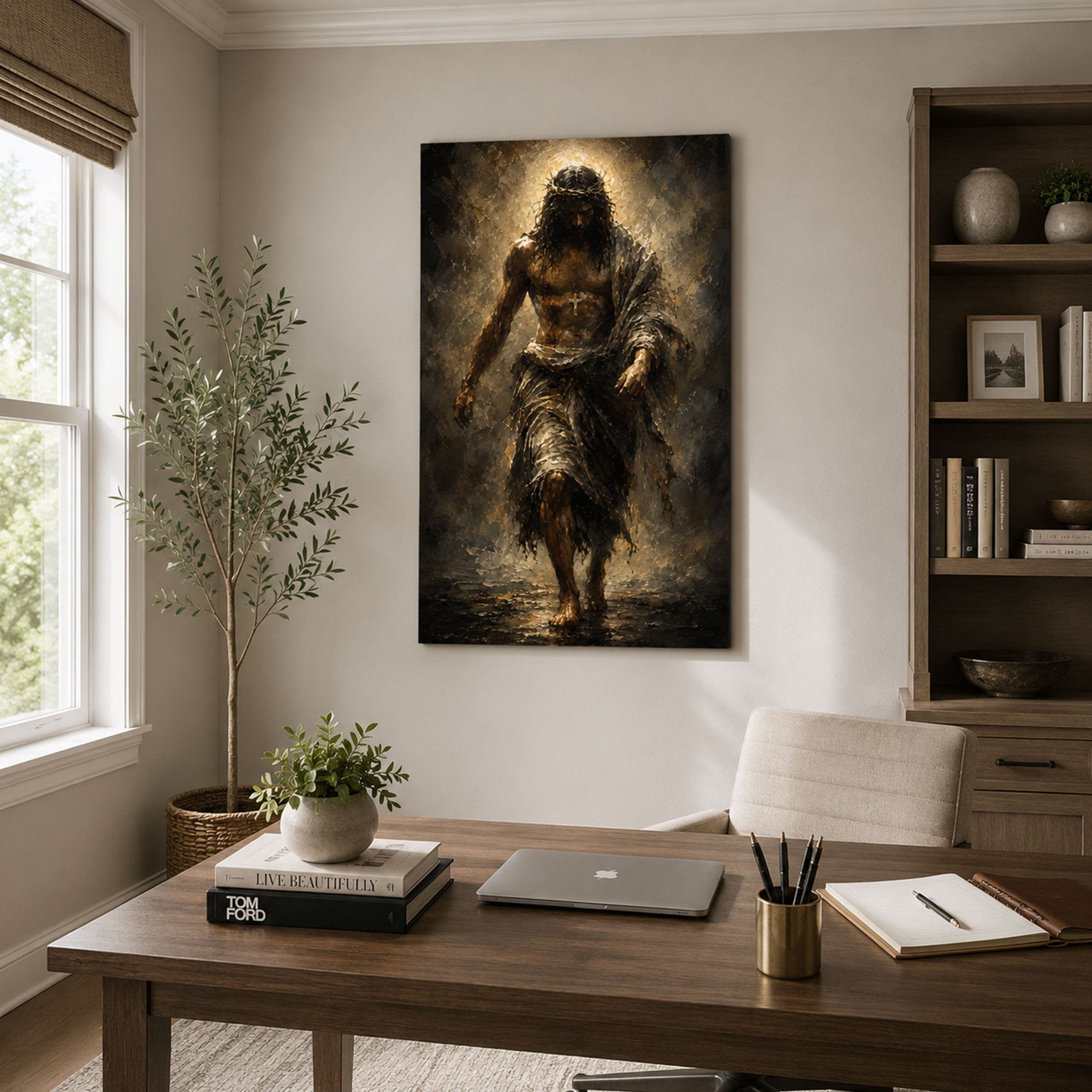 Jesus Crown of Thorns Canvas Print, Man of Sorrows Christian Wall Decor, Catholic Faith Gift