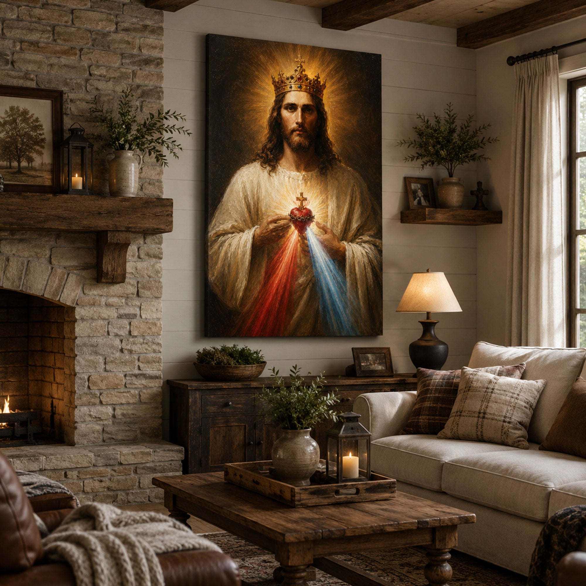 Divine Mercy Jesus Canvas Print Christ the King Sacred Heart Christian Wall Art Faith Home Decor